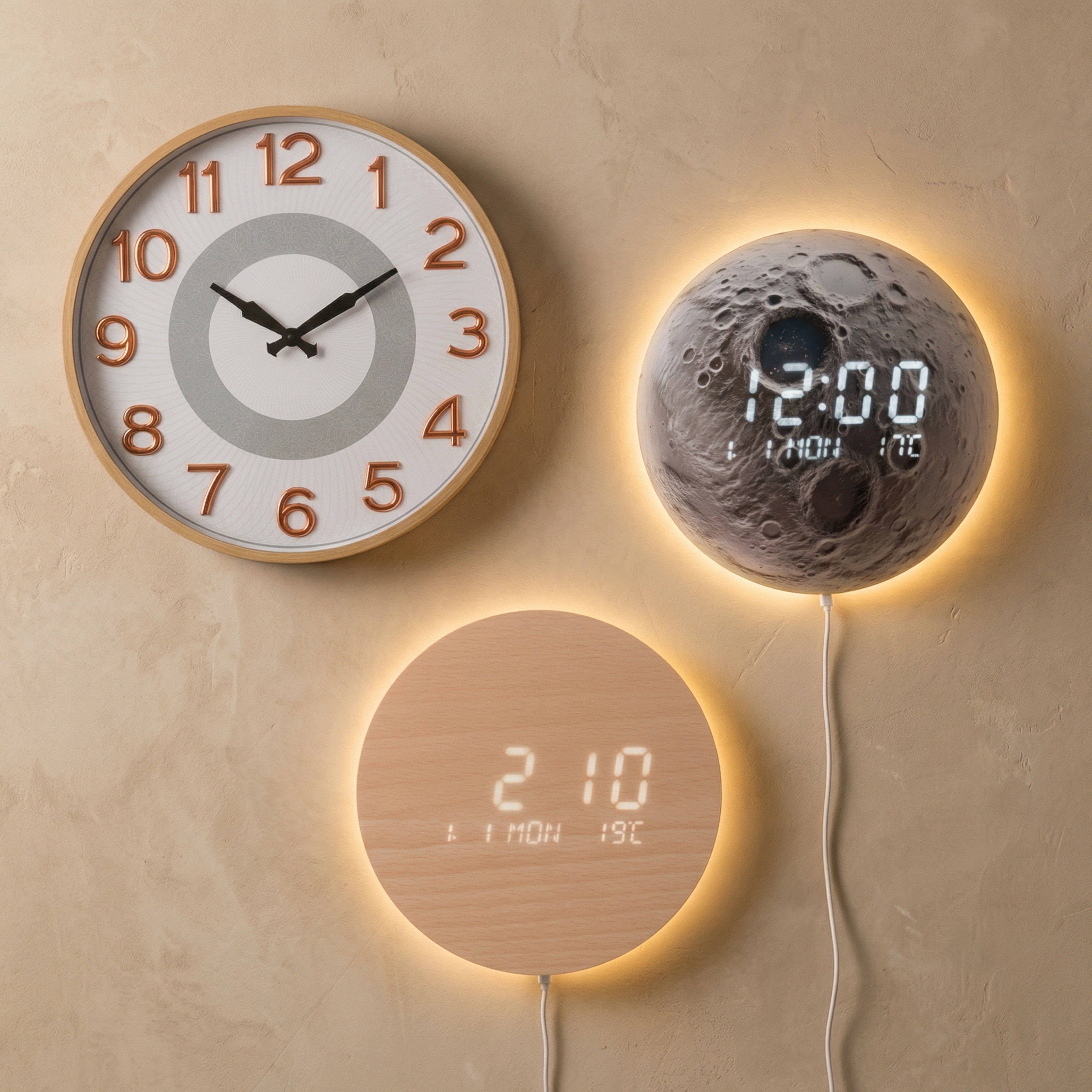 Cristine Classic LED Wall Clock with USB - 29.7x29.7x1.5 cm-hbxdiningroom-decorandaccessories-clocks-image-4