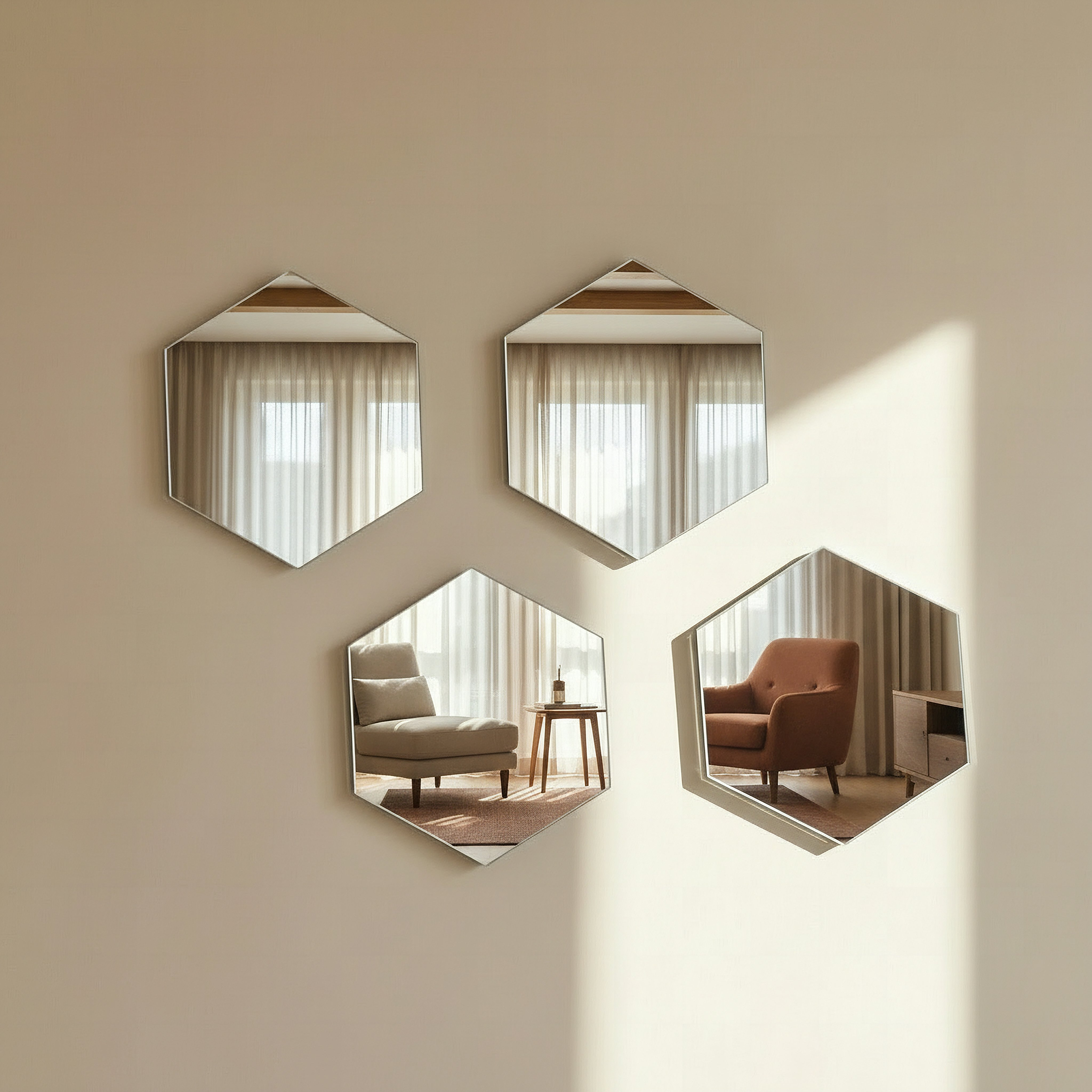 Renata Ember 4-Piece Basic Hexa Decorative Mirror Set - 15x17 cm-hbxhomeware-hbxdecorandfurnishings-image-4