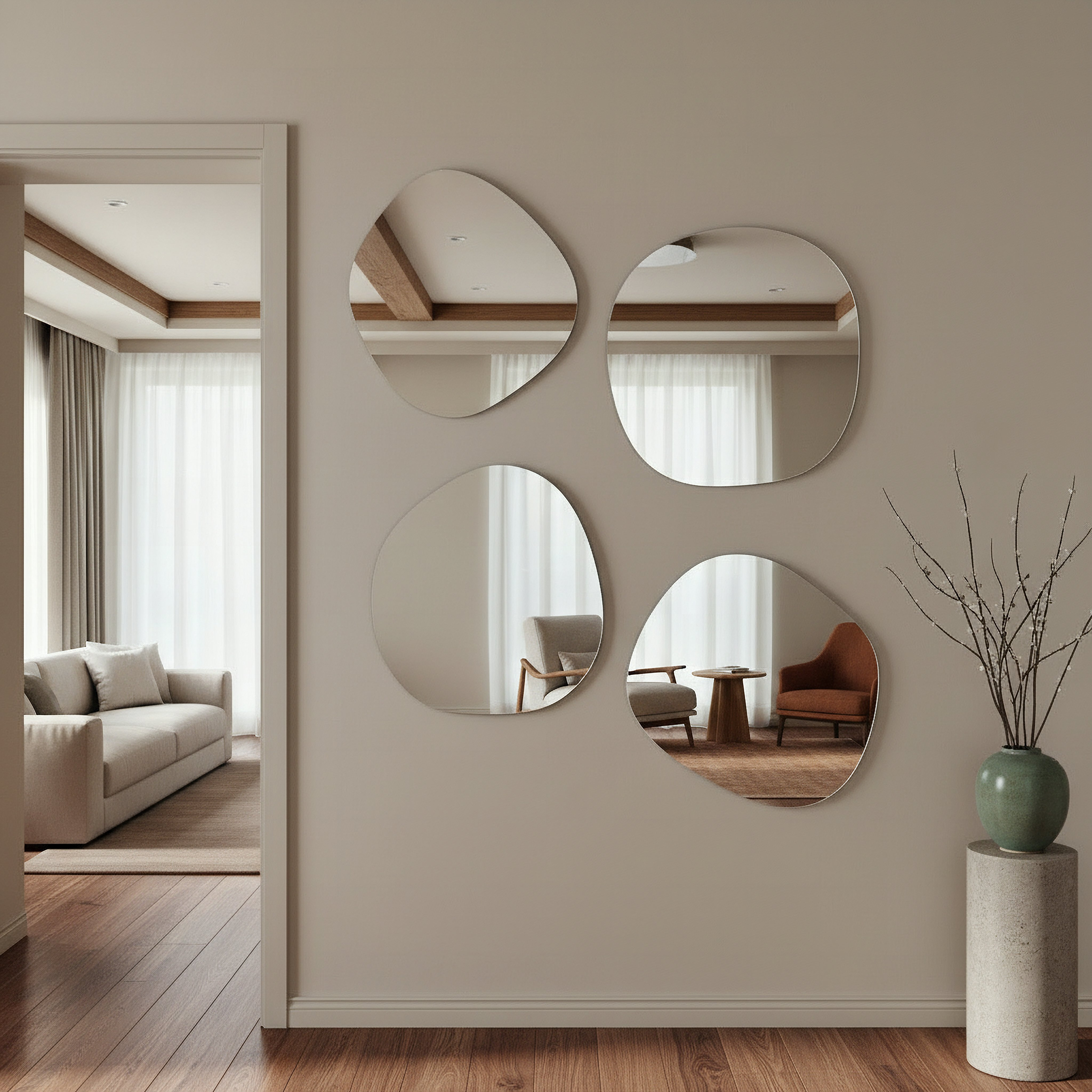 طقم مرايا ديكور دائرية بيسك 4 قطع من ريناتا أمبر - 30×30 سم-hbxhomeware-hbxdecorandfurnishings-image-4