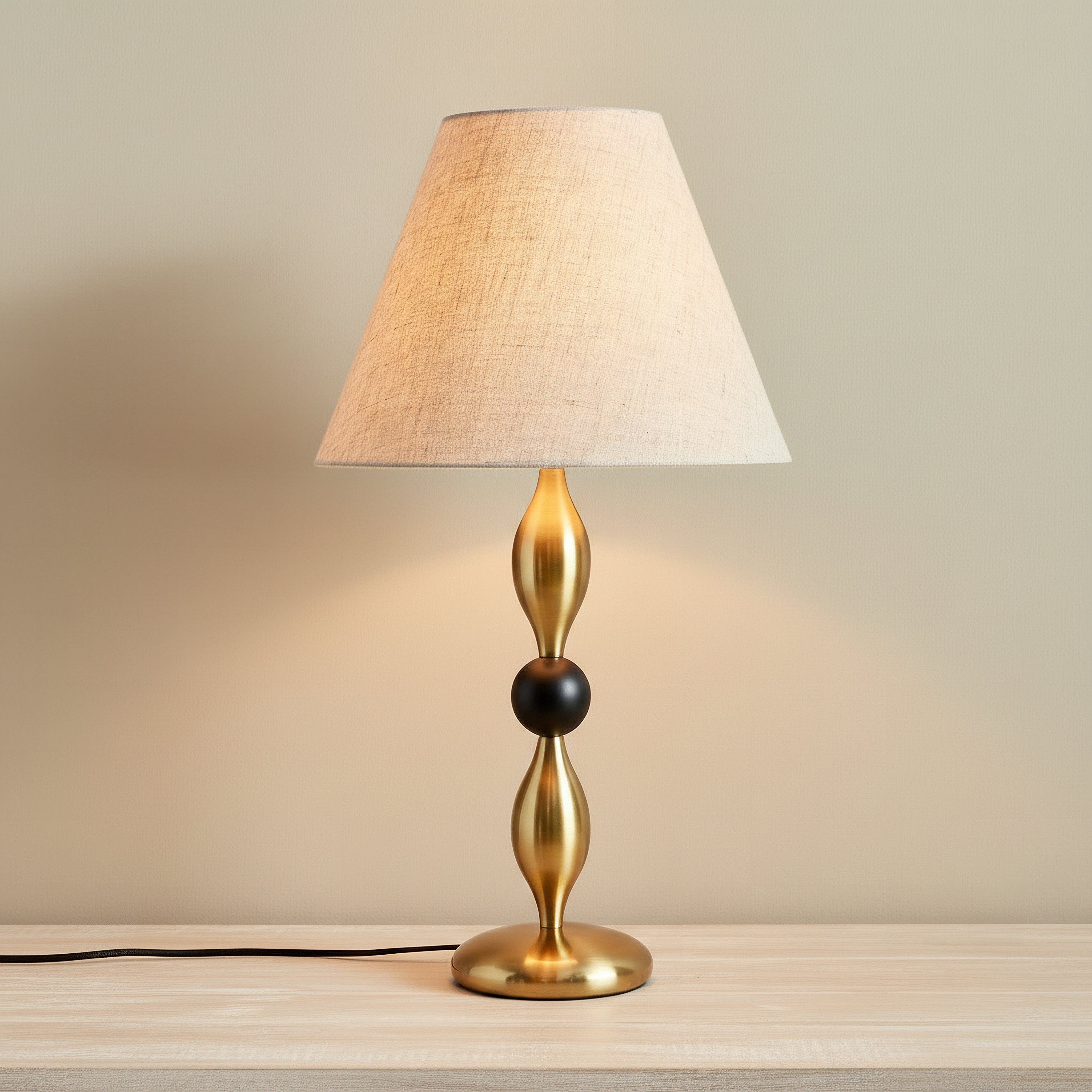 Solliet Metal Table Lamp with Linen Shade - 33x59 cm-hbxbedroom-lighting-tablelamps-image-2