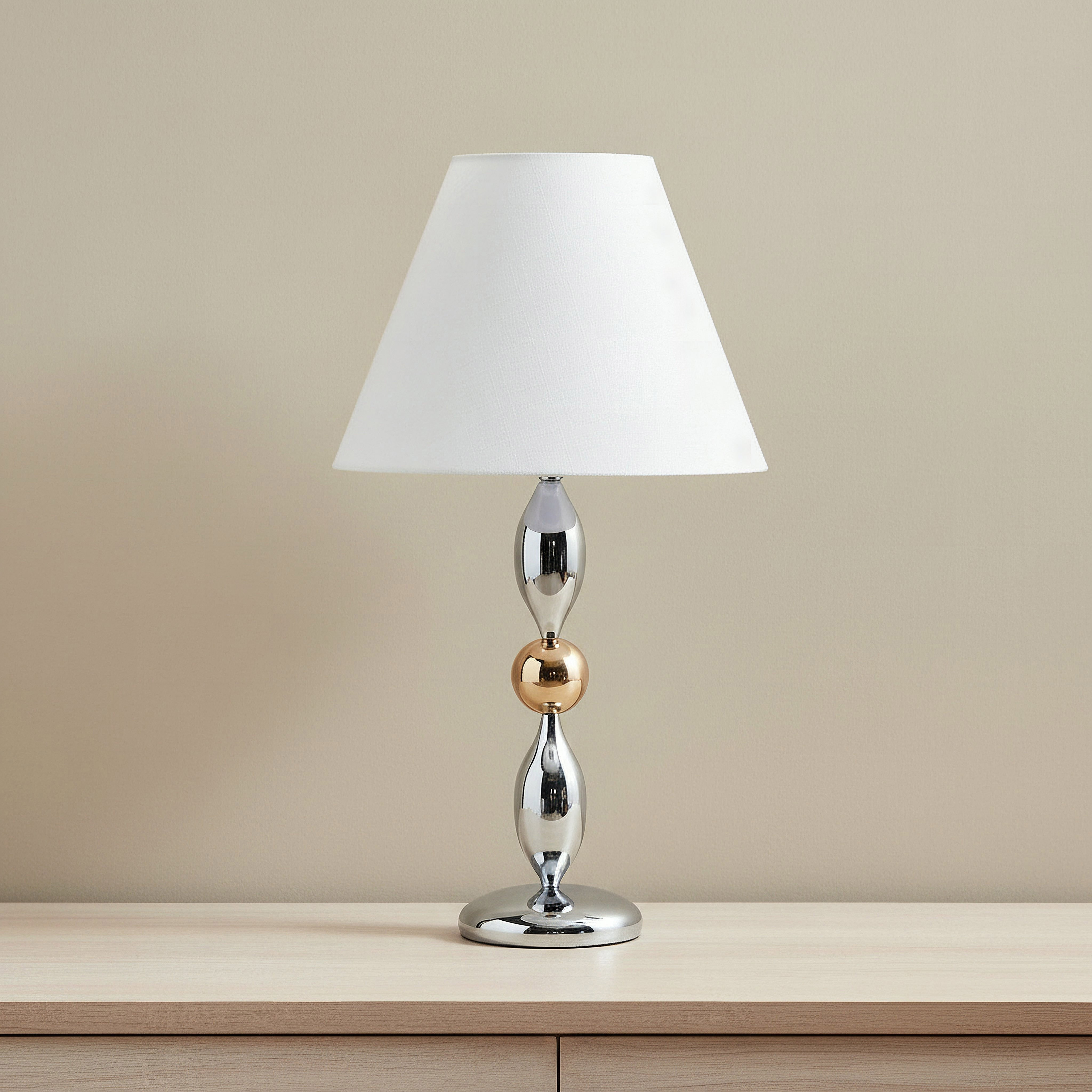 Solliet Metal Table Lamp with Linen Shade - 33x59 cm-hbxbedroom-lighting-tablelamps-image-1