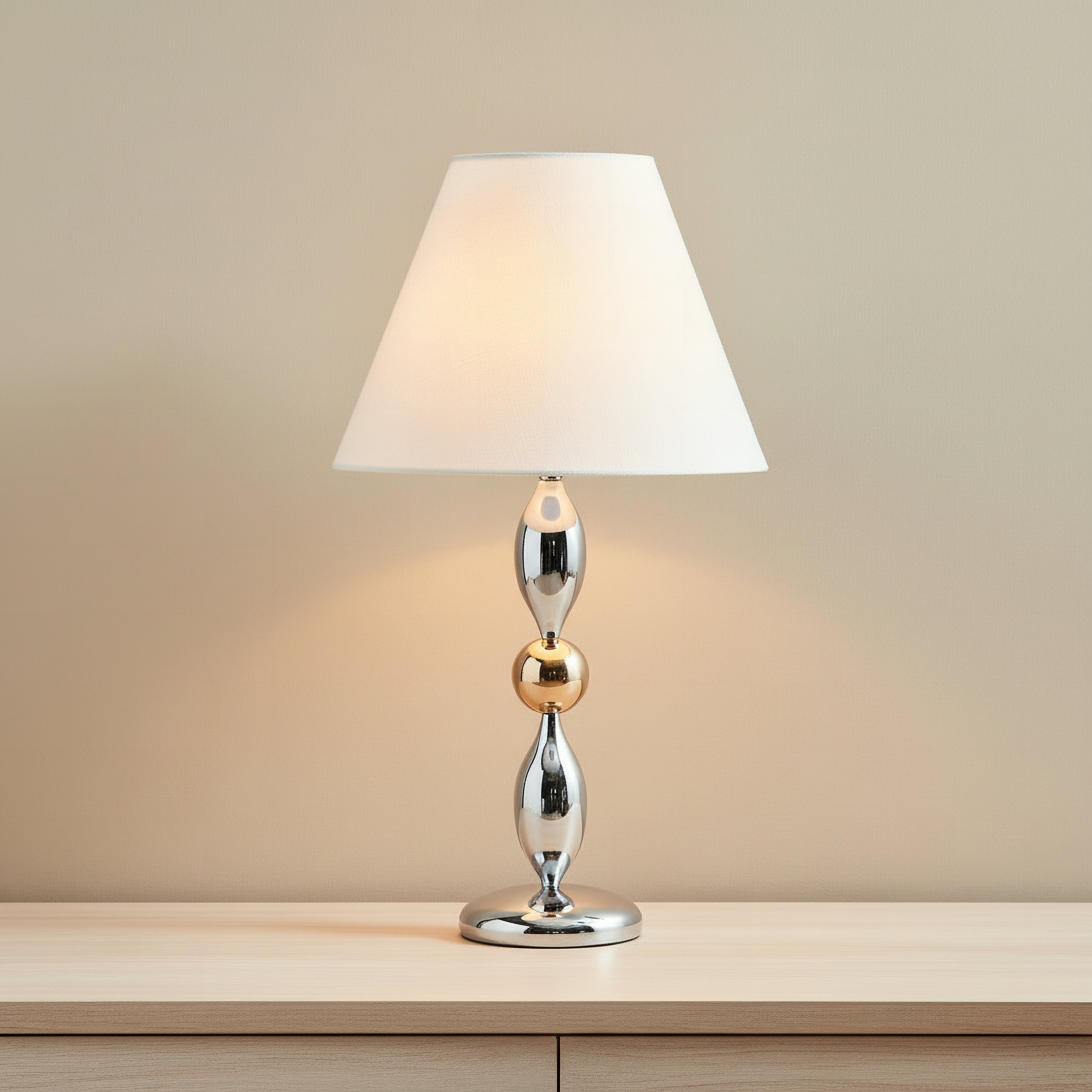 Solliet Metal Table Lamp with Linen Shade - 33x59 cm-hbxbedroom-lighting-tablelamps-image-2