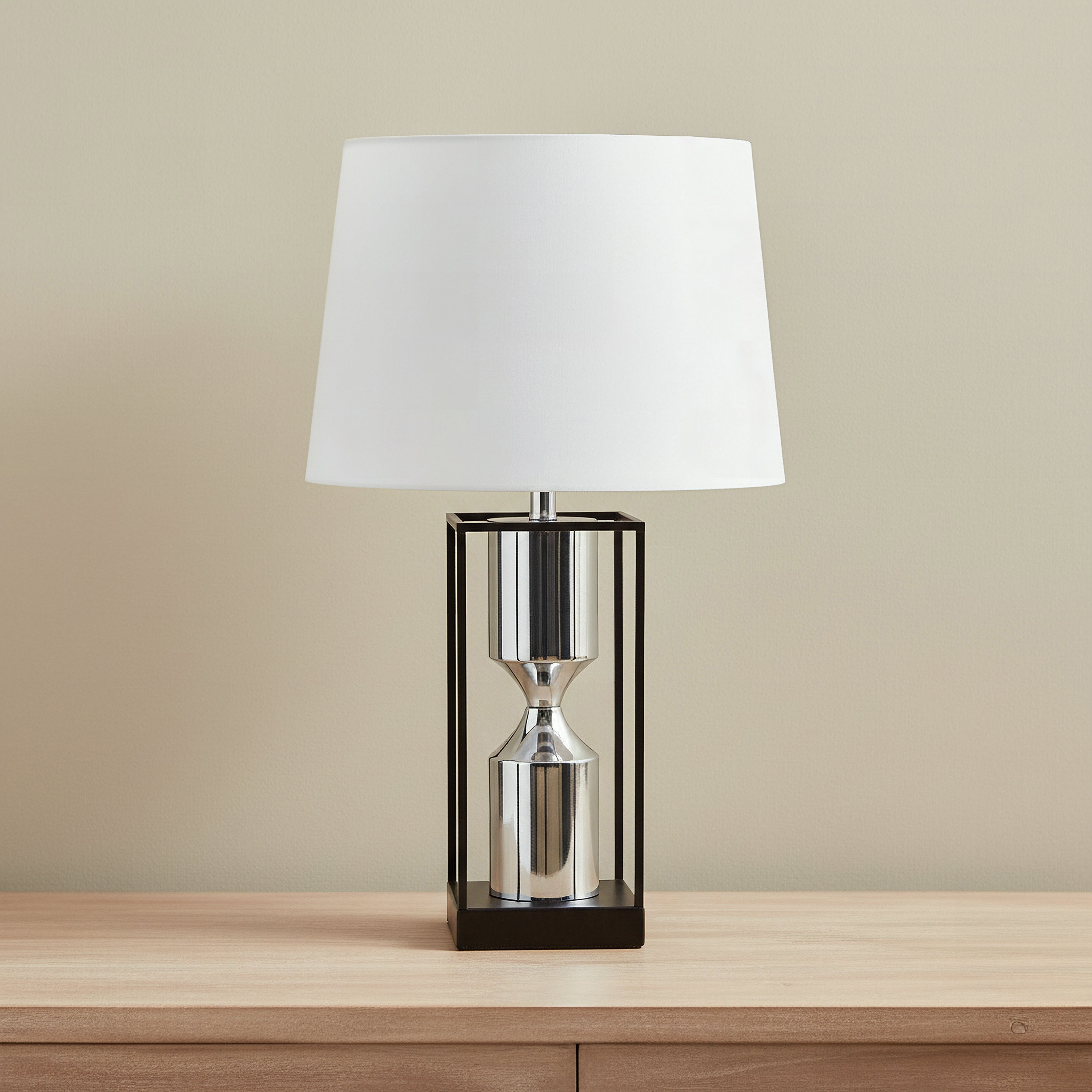 Solliet Metal Table Lamp with Linen Shade - 33x56 cm-hbxbedroom-lighting-tablelamps-image-1