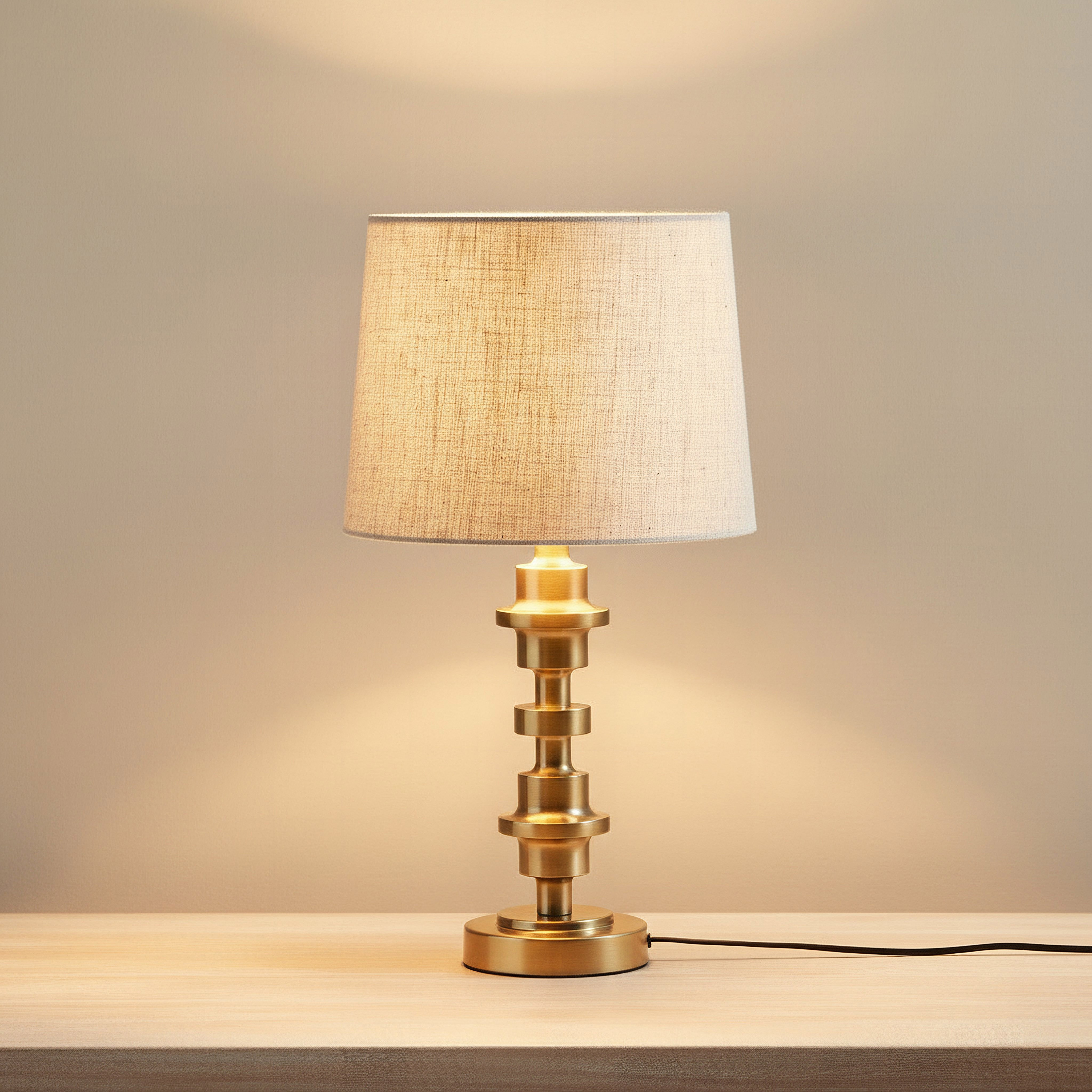 مصباح طاولة معدني مع غطاء كتان من سوليت - 31x56.5 سم-hbxbedroom-lighting-tablelamps-image-2