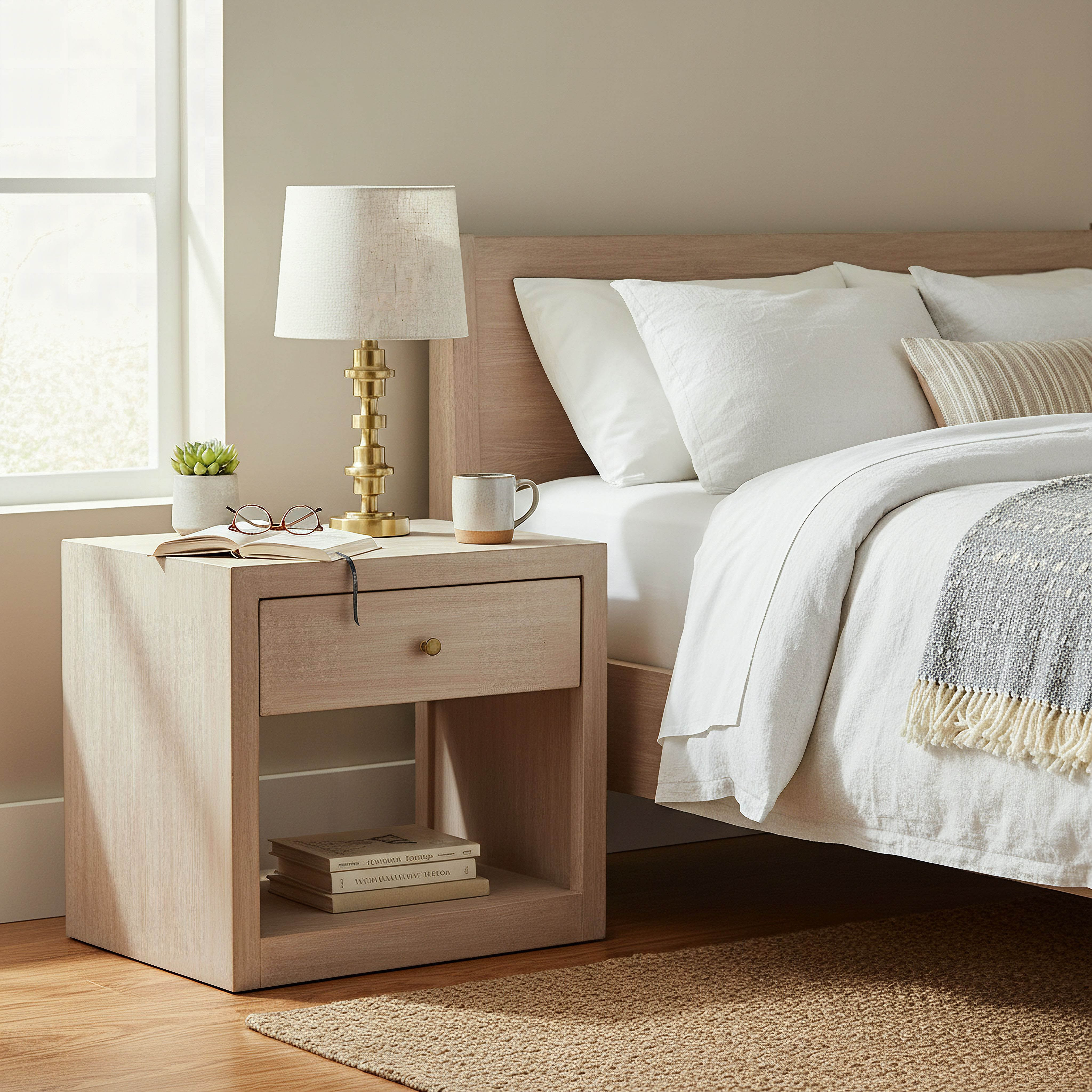 مصباح طاولة معدني مع غطاء كتان من سوليت - 31x56.5 سم-hbxbedroom-lighting-tablelamps-image-5