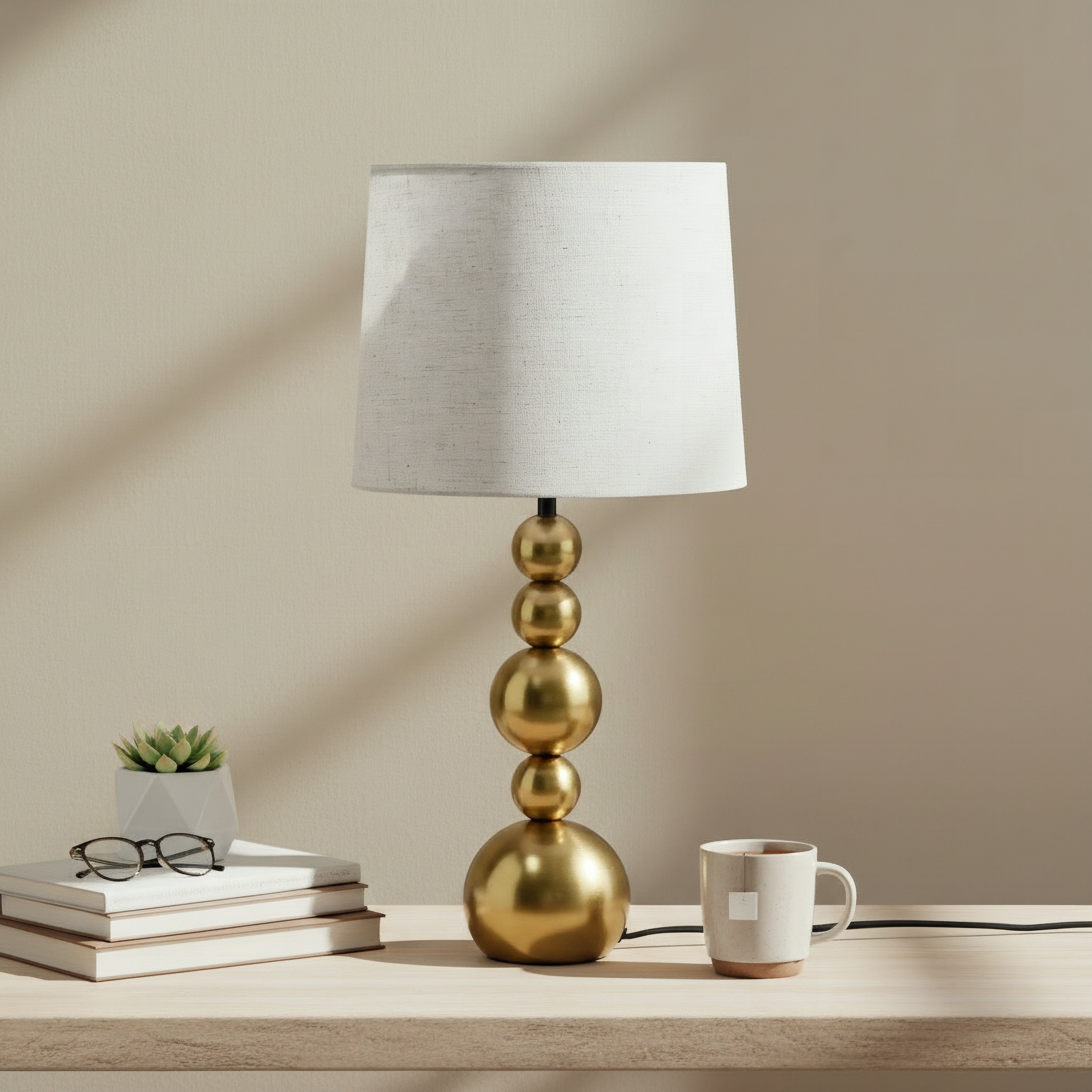 Solliet Metal Table Lamp with Linen Shade - 28x55.5 cm-hbxbedroom-lighting-tablelamps-image-5