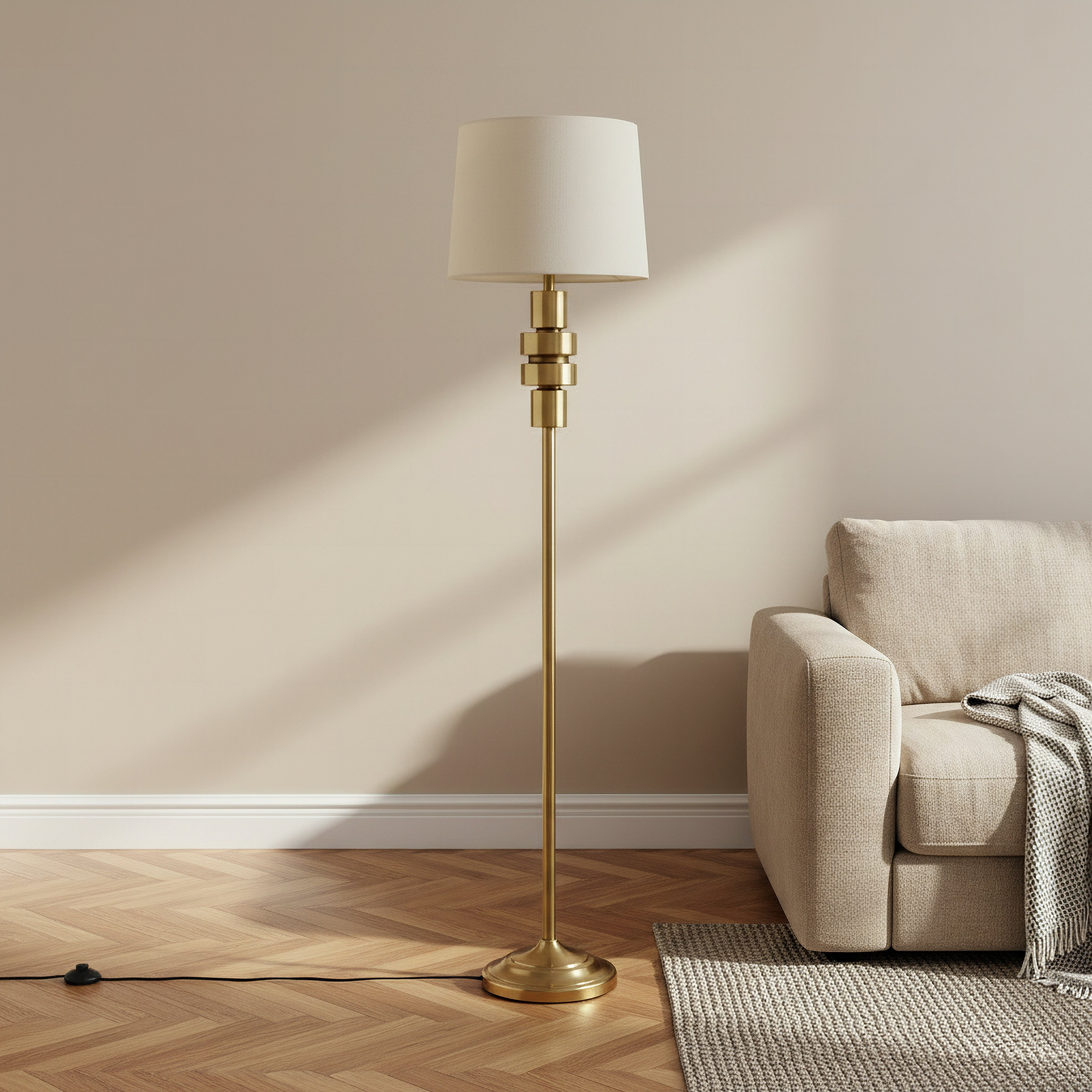 Solliet Metal Floor Lamp with Linen Shade - 38x162 cm-hbxhomeware-hbxlivingroom-image-1