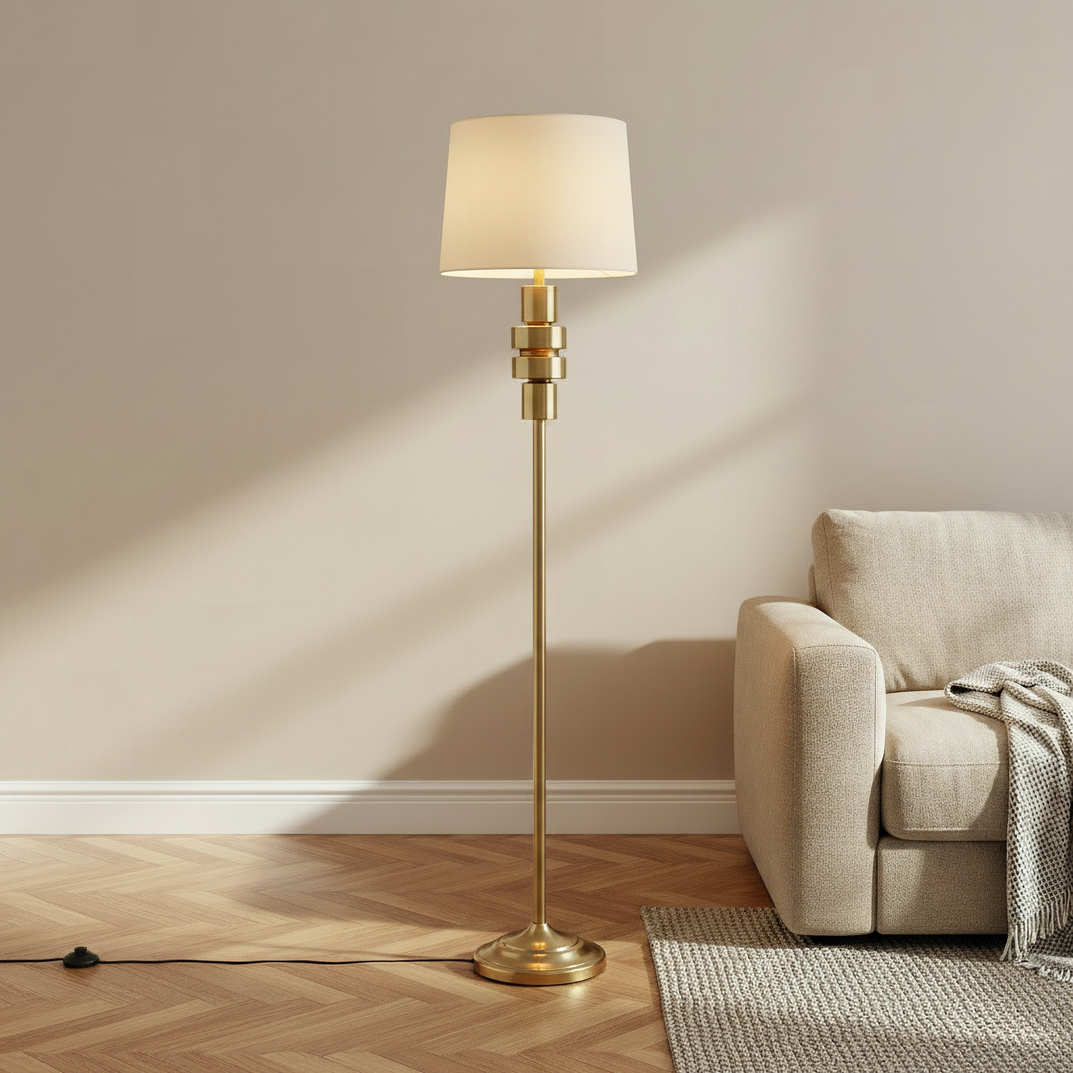 Solliet Metal Floor Lamp with Linen Shade - 38x162 cm-hbxhomeware-hbxlivingroom-image-2