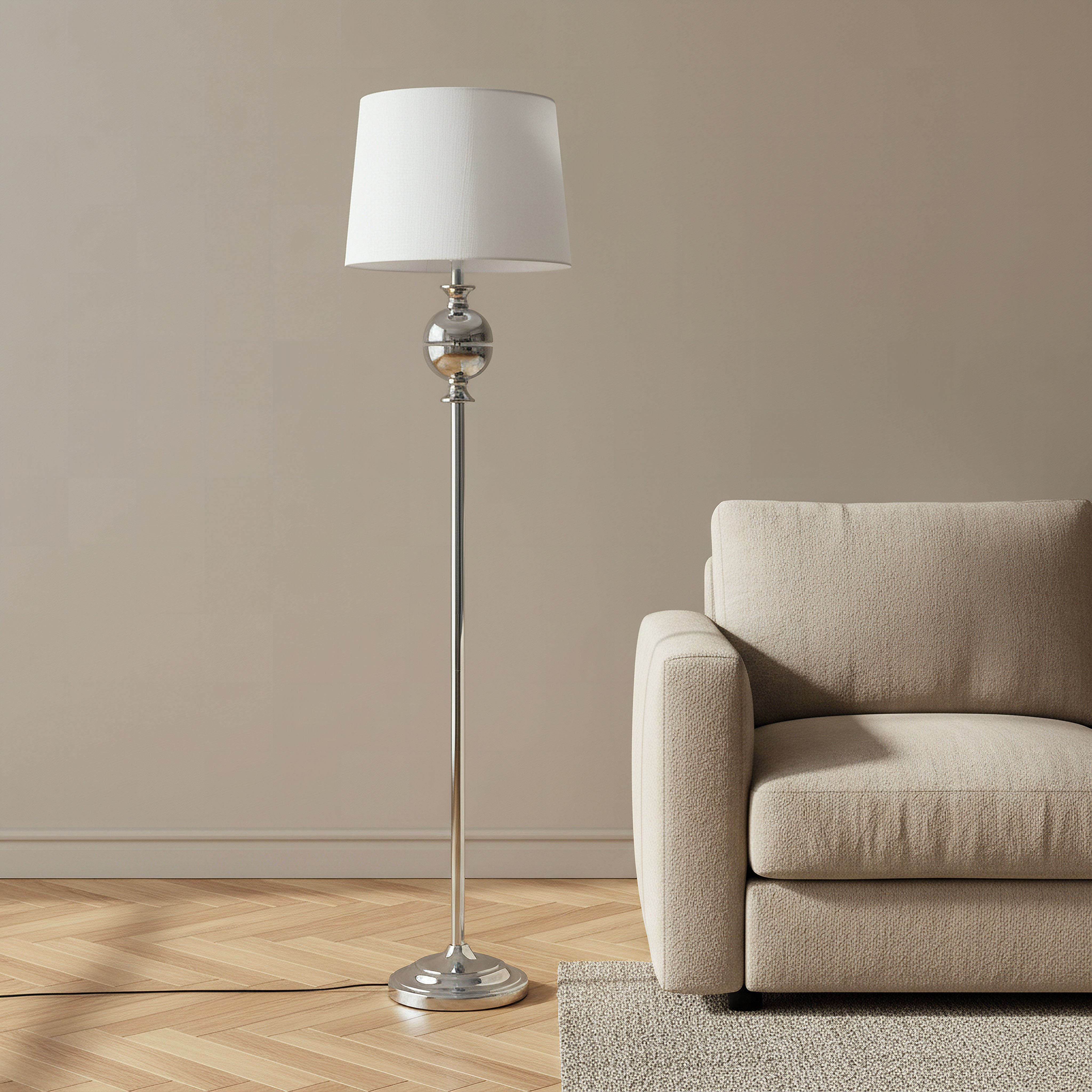 Solliet Metal Floor Lamp with Linen Shade - 38x158 cm-hbxhomeware-hbxlivingroom-image-1