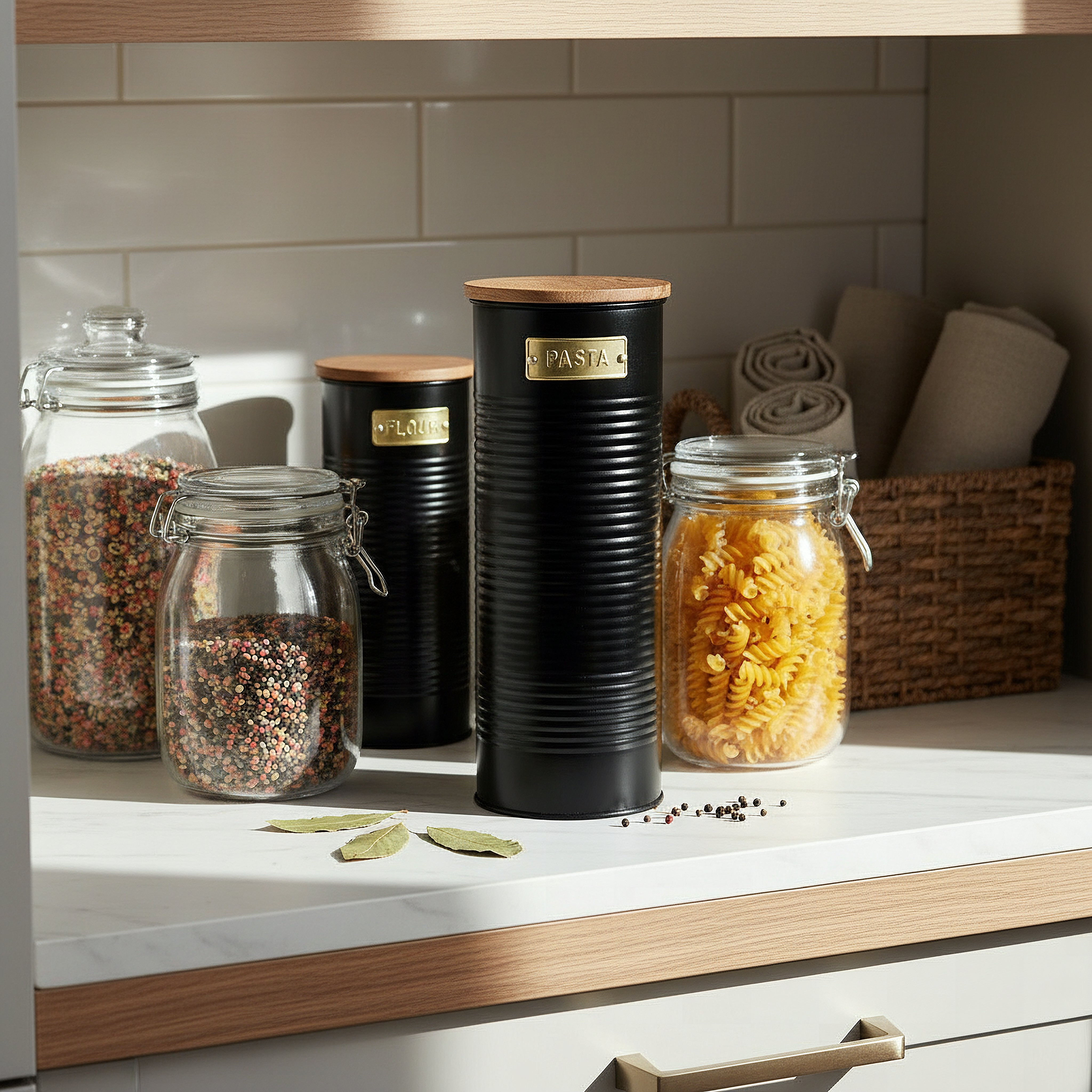 Naturalle Ribbed Pasta Canister - 11x33 cm-hbxhomeware-hbxkitchen-image-5