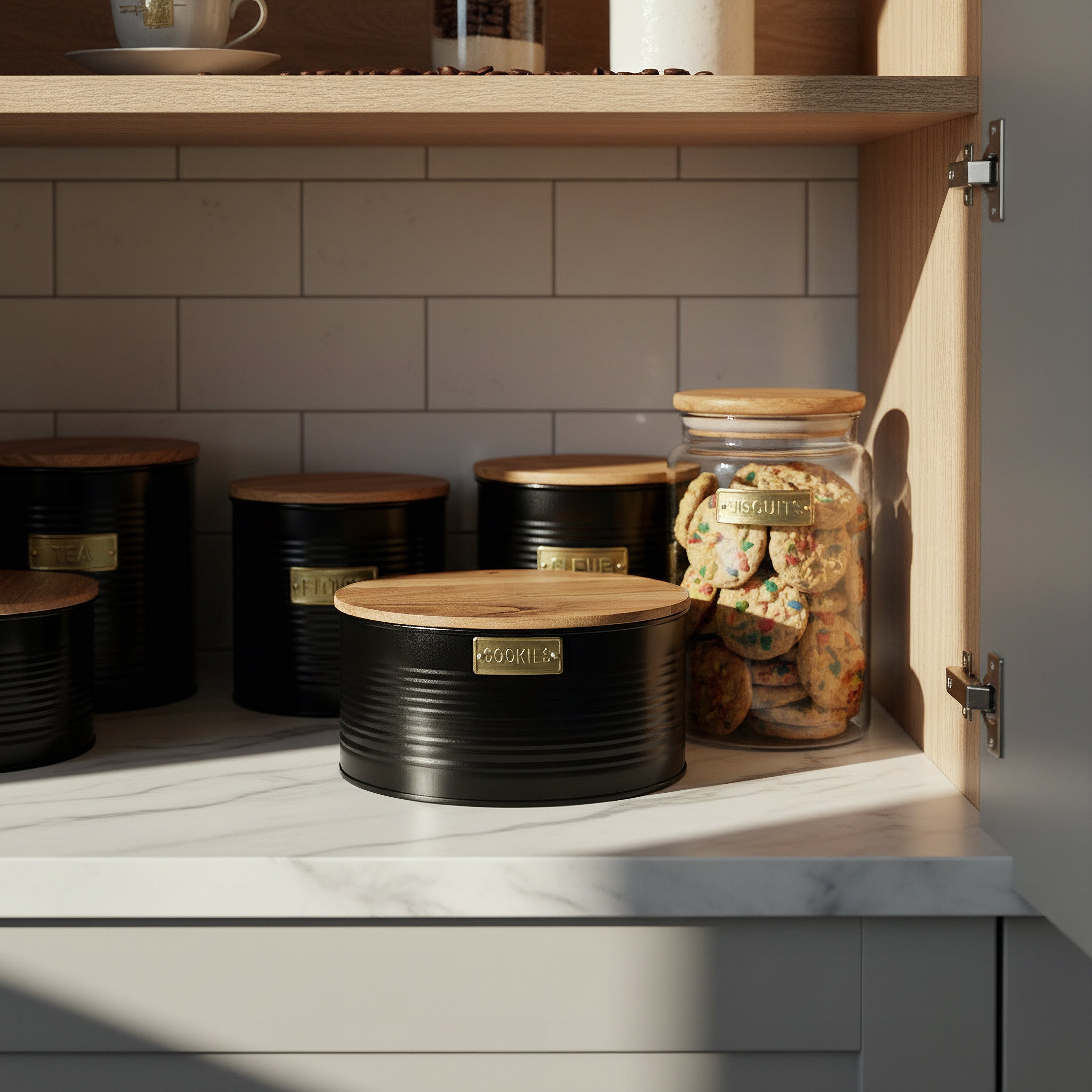 Naturalle Ribbed Cookies Canister - 23x10 cm-hbxhomeware-hbxkitchen-image-5