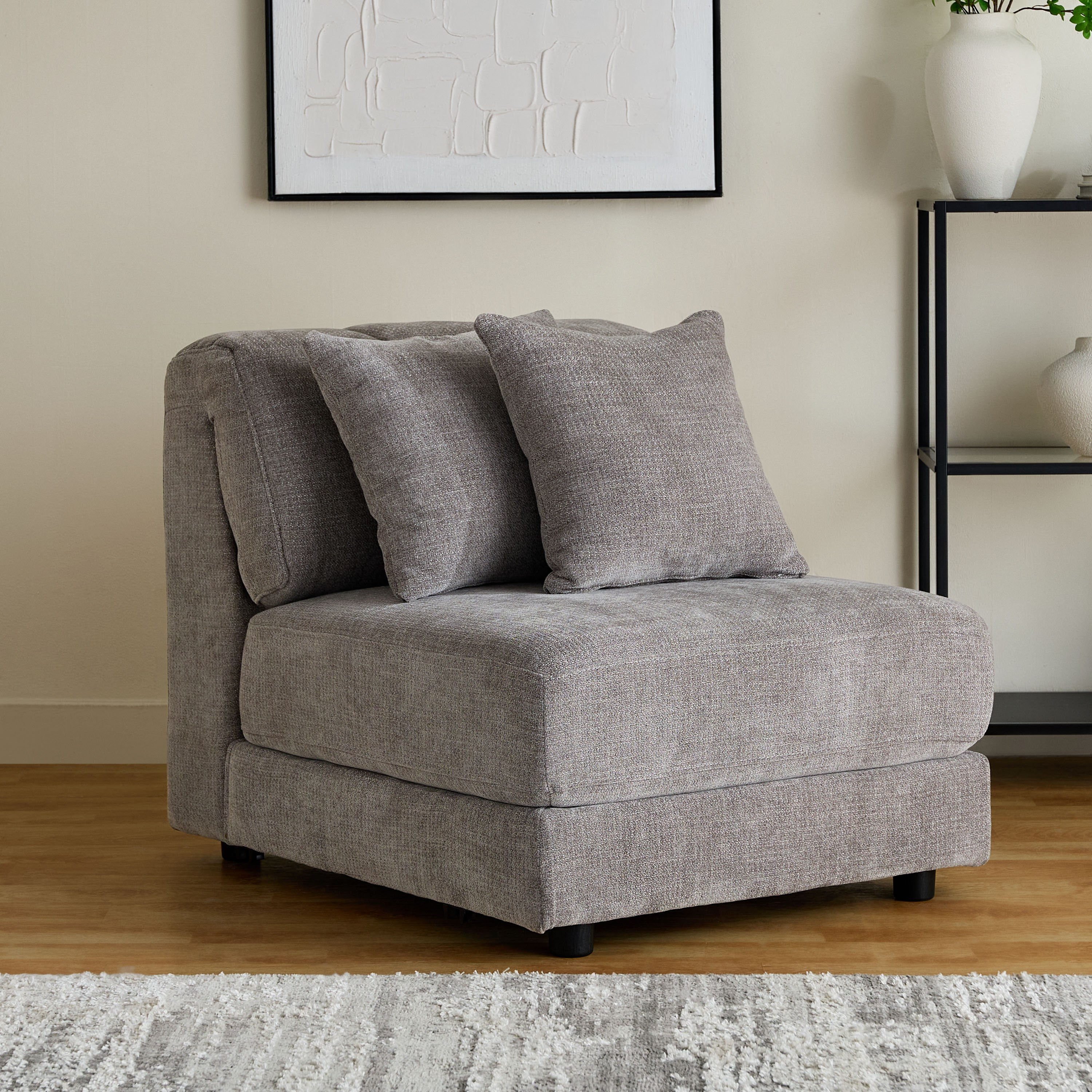 Skive Fabric Armless Chair with 2 Cushions-hbxlivingroom-sofasandarmchairs-modularsofas-image-1