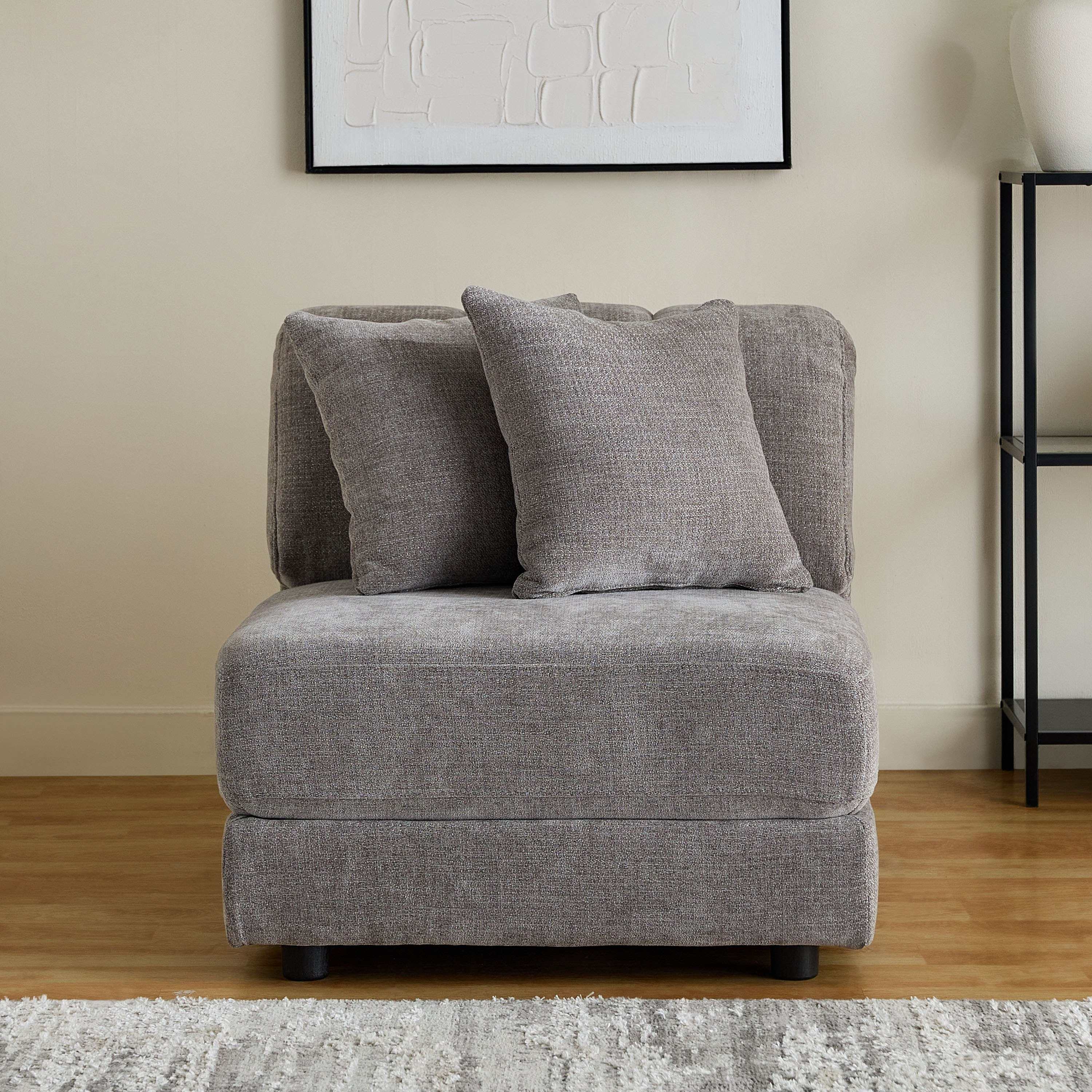 Skive Fabric Armless Chair with 2 Cushions-hbxlivingroom-sofasandarmchairs-modularsofas-image-2