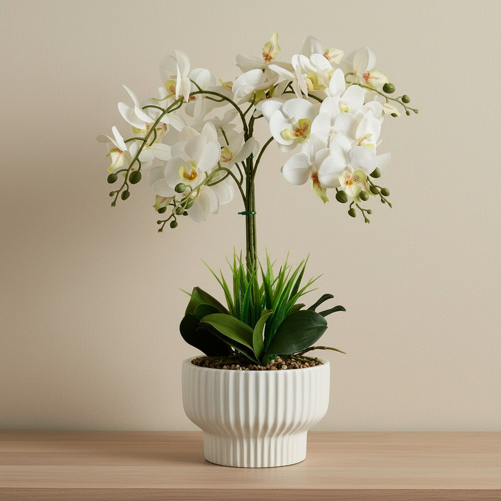Areos Artificial Orchid Potted Plants in Ceramic Pot - 20.3x20.3x56 cm-hbxlivingroom-decorandaccessories-plantersandurns-image-1