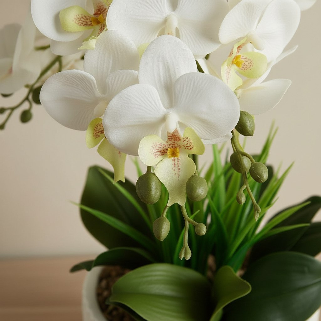 Areos Artificial Orchid Potted Plants in Ceramic Pot - 20.3x20.3x56 cm-hbxlivingroom-decorandaccessories-plantersandurns-image-2