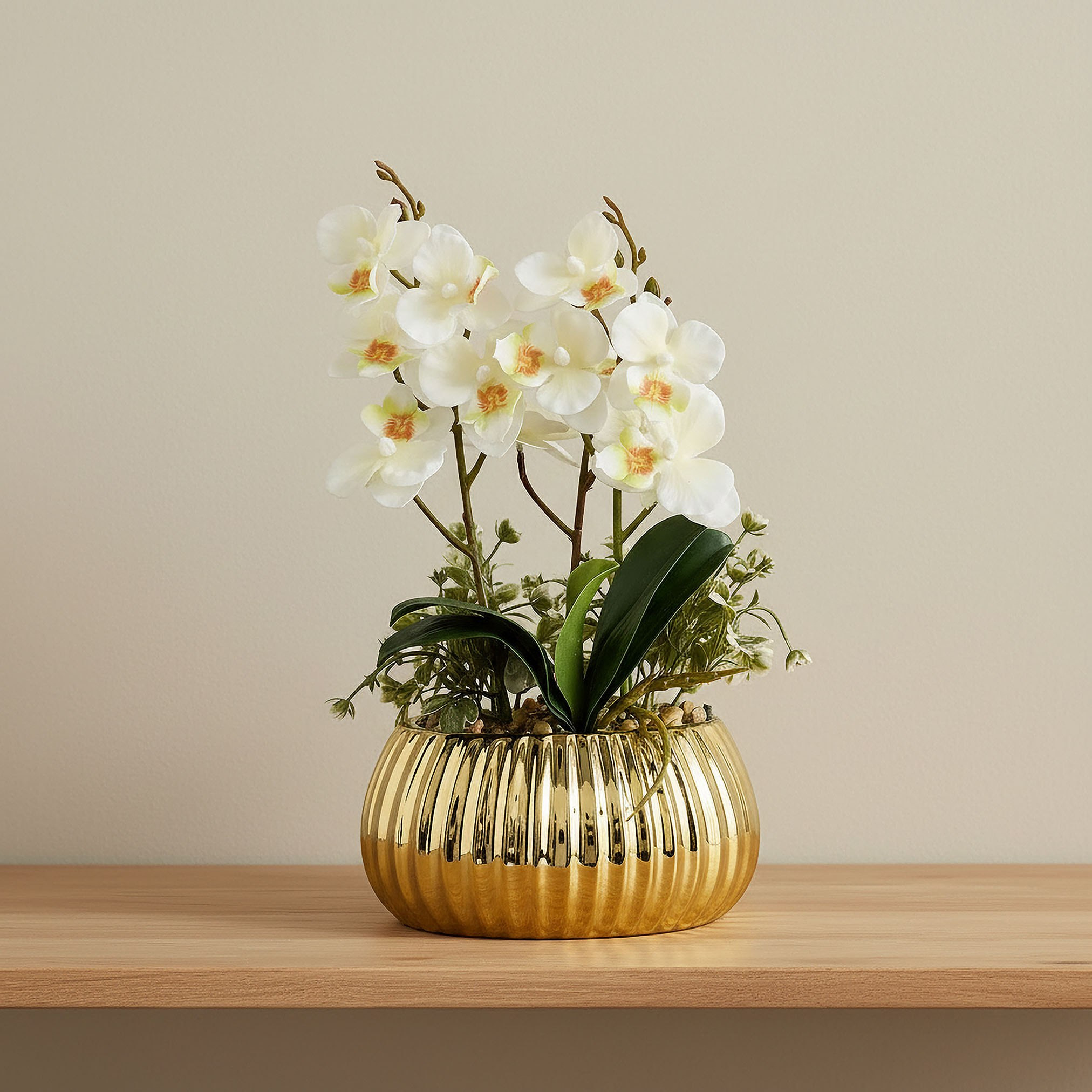 Areos Artificial Orchid Potted Plants in Ceramic Pot - 19x13.5x36 cm-hbxlivingroom-decorandaccessories-plantersandurns-image-1