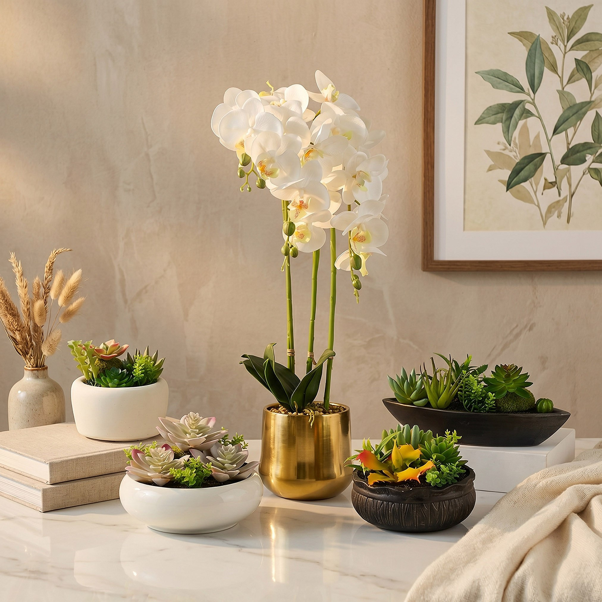 Areos Artificial Orchid Potted Plants in Ceramic Pot - 12x14x58 cm-hbxlivingroom-decorandaccessories-plantersandurns-image-4