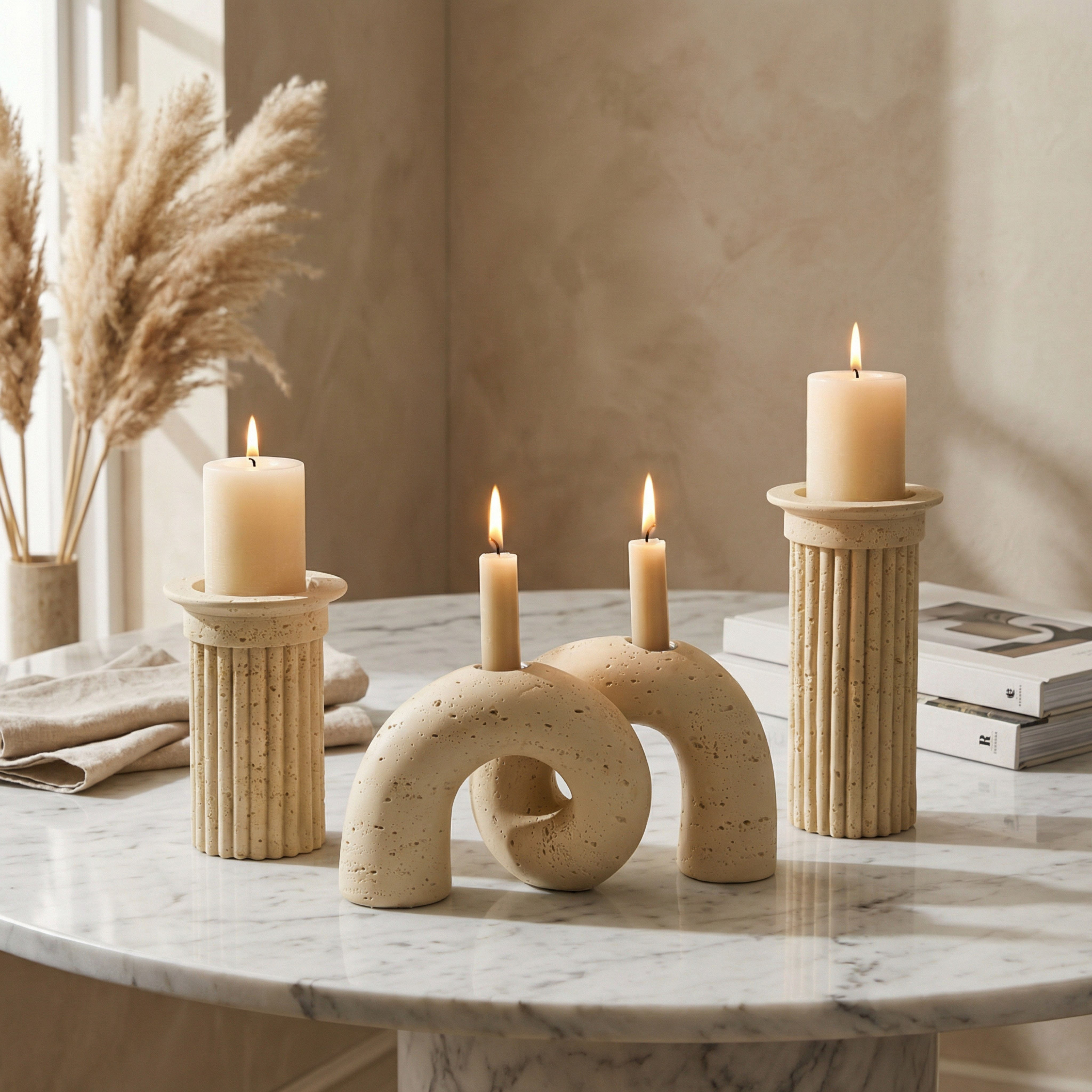 Umber Whyton Anelli Decorative Pillar Candleholder - 12x12x15.5 cm-hbxlivingroom-decorandaccessories-candleholders-image-6