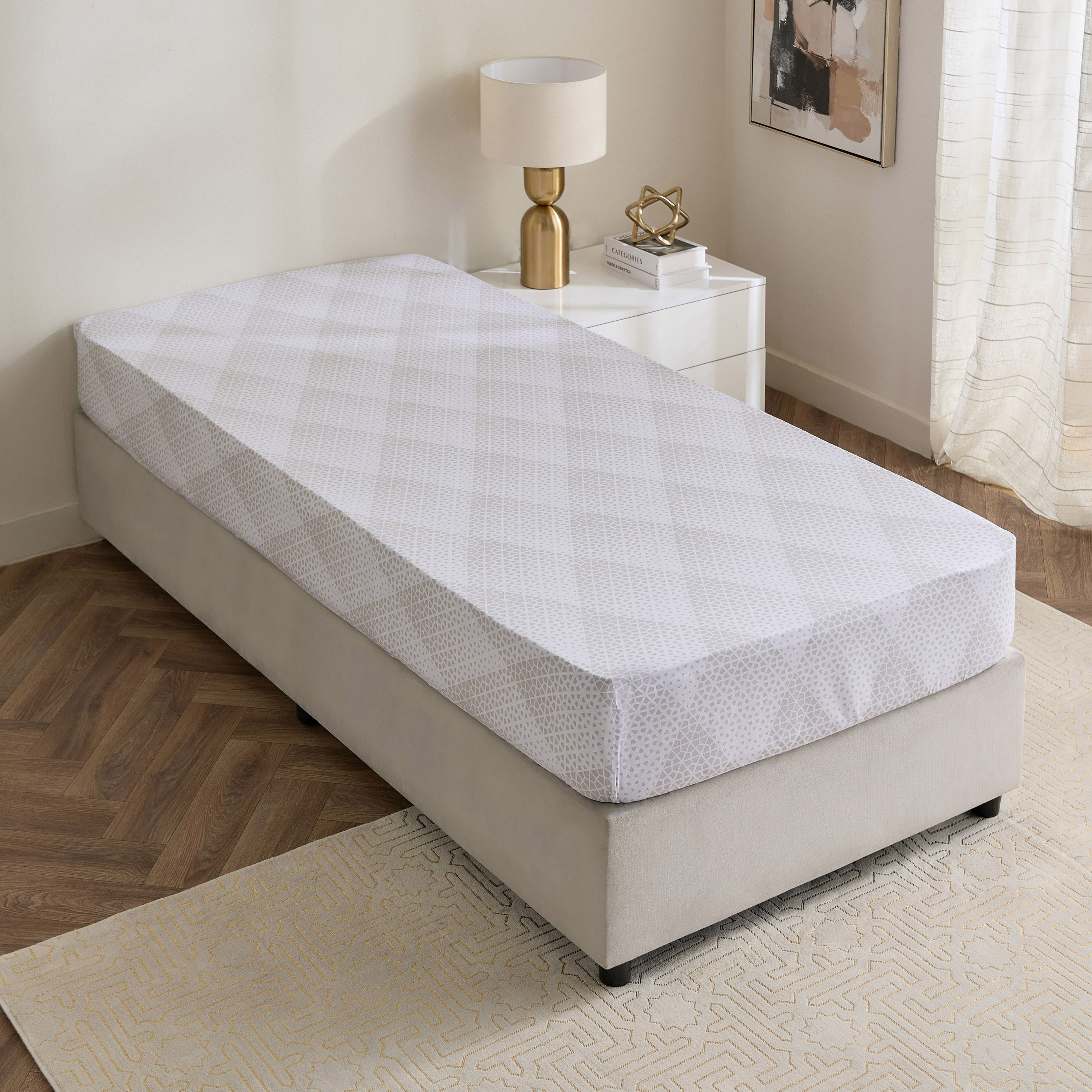 Malta Cara Printed Cotton Single Fitted Sheet - 90x200+33 cm-hbxhomeware-hbxbedroom-image-2