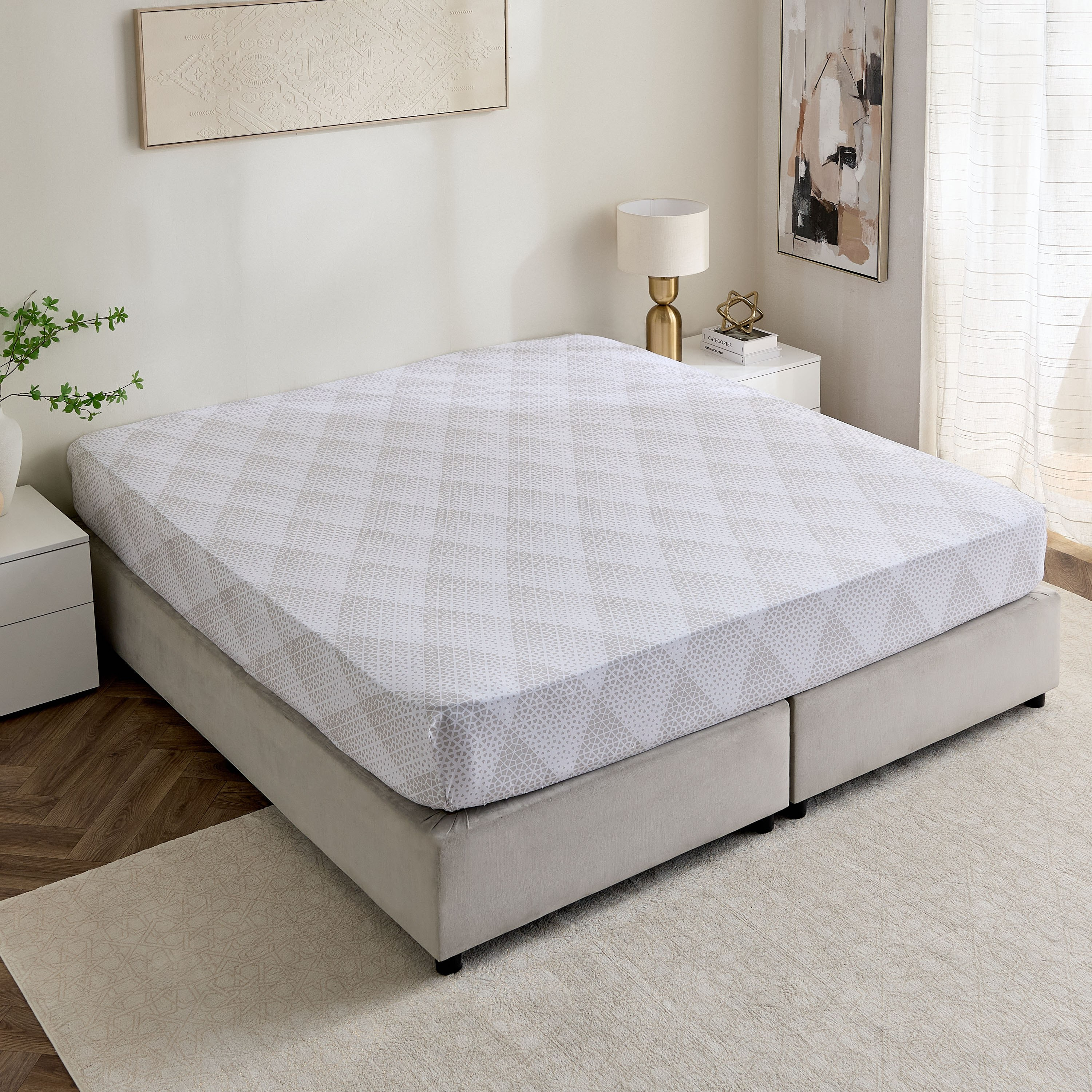 Malta Cara Printed Cotton King Fitted Sheet - 180x200+33 cm-hbxhomeware-hbxbedroom-image-2