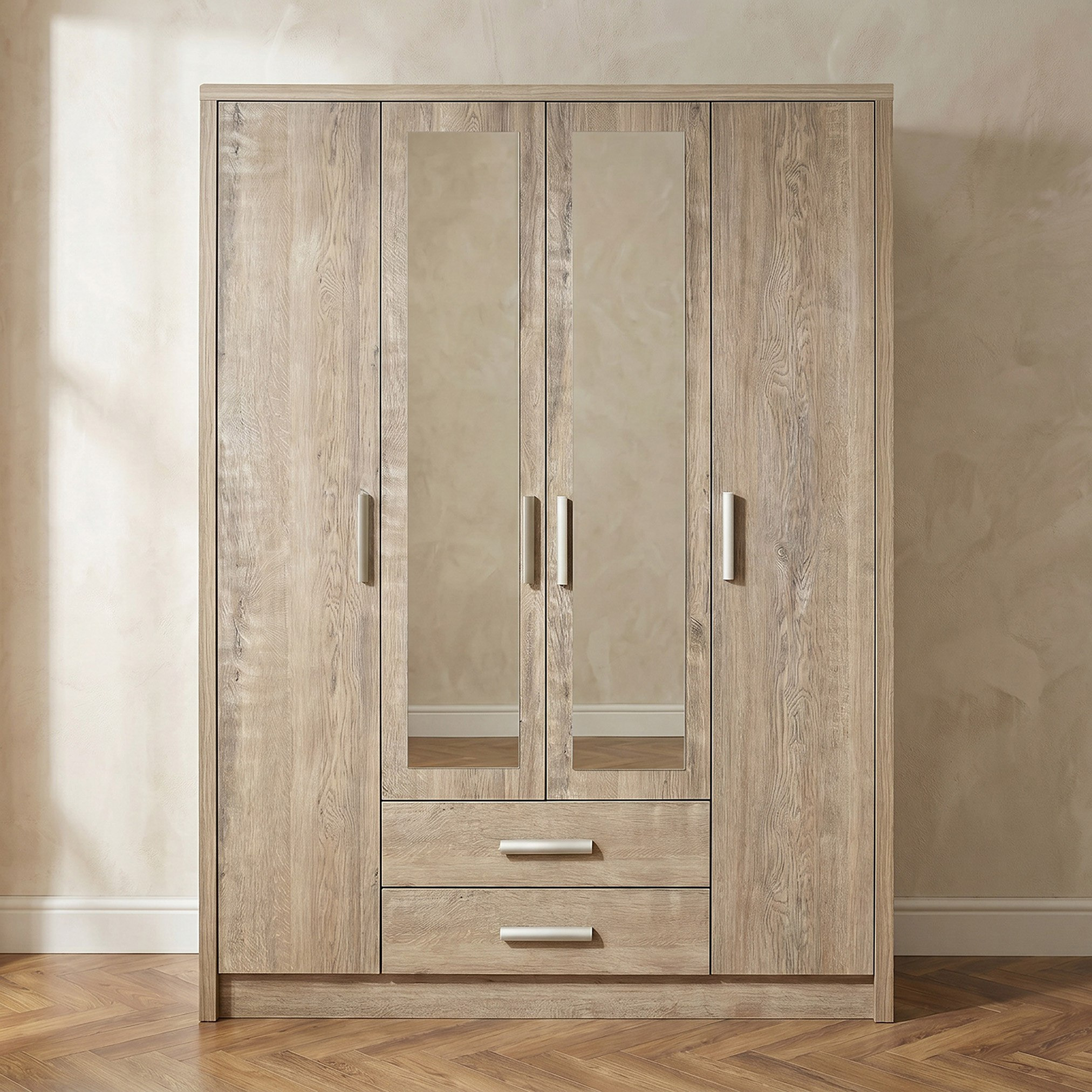 خزانة ملابس 4 أبواب بدرجين ومرايا إن إكس تي من كيرفي-hbxfurniture-wardrobes-image-2