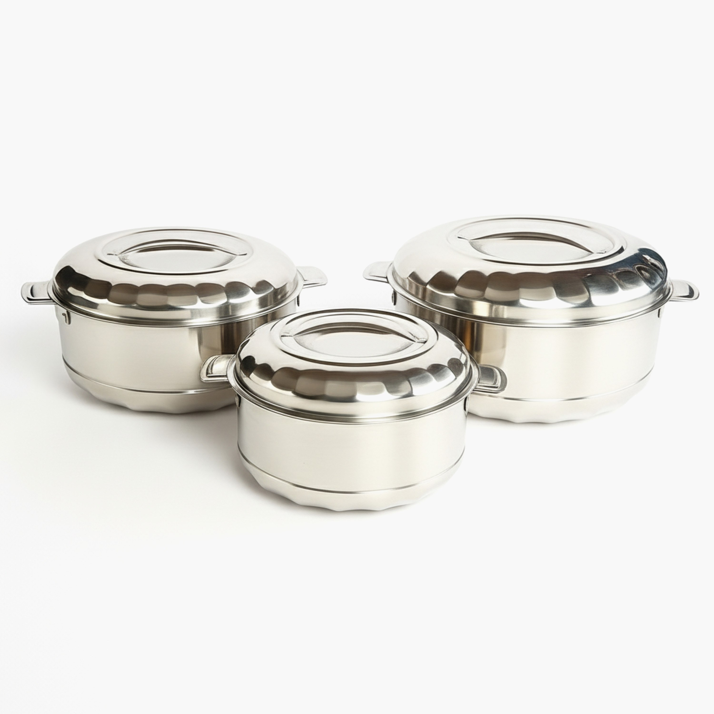 طقم كسرولات ستانليس ستيل عازلة للحرارة 3 قطع من أورا-hbxdecorandfurnishings-tabletop-serveware-image-2