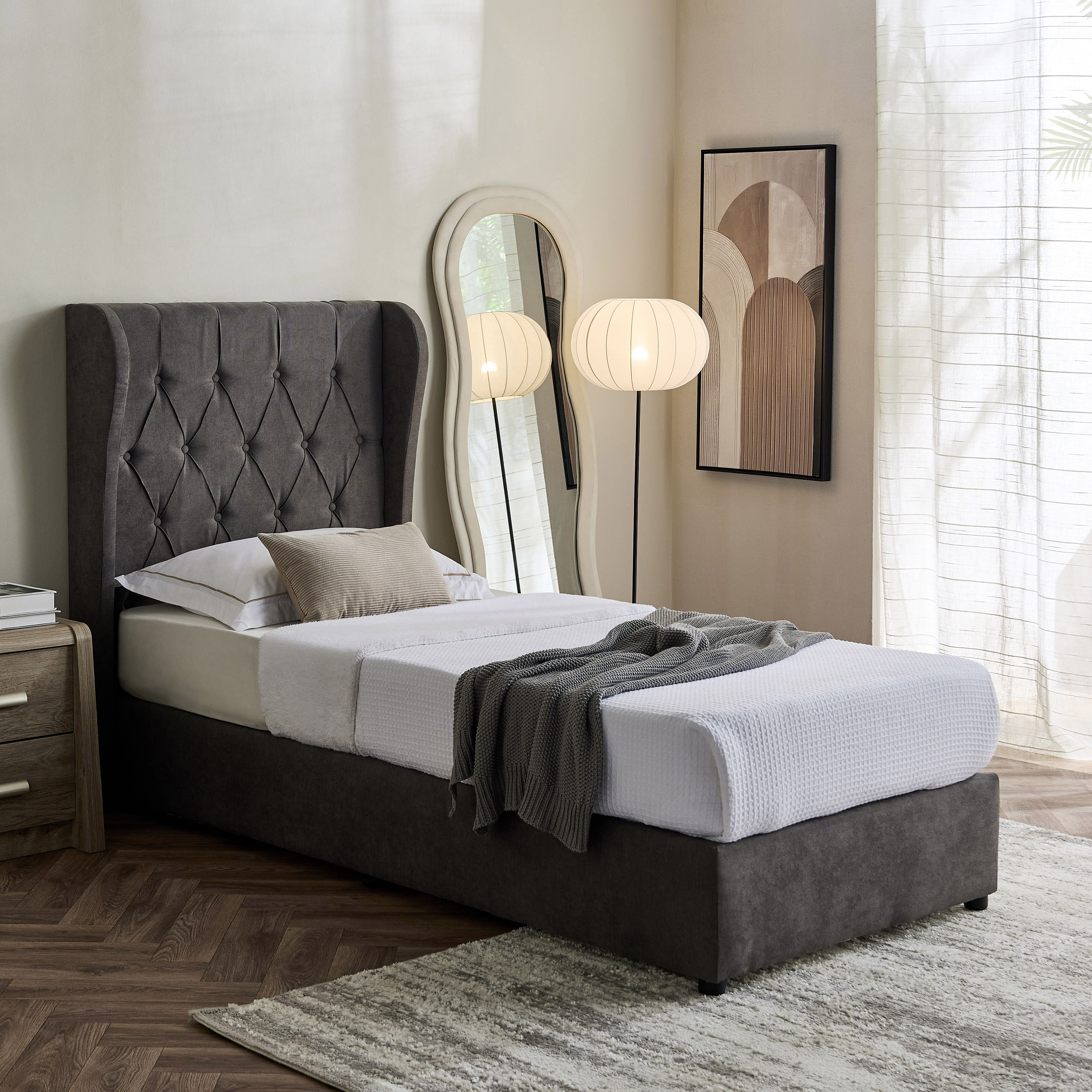 Curvy Chester Single Upholstered Bed - 90x200 cm-hbxkidsandyouth-bedsandbedsets-beds-single-image-7