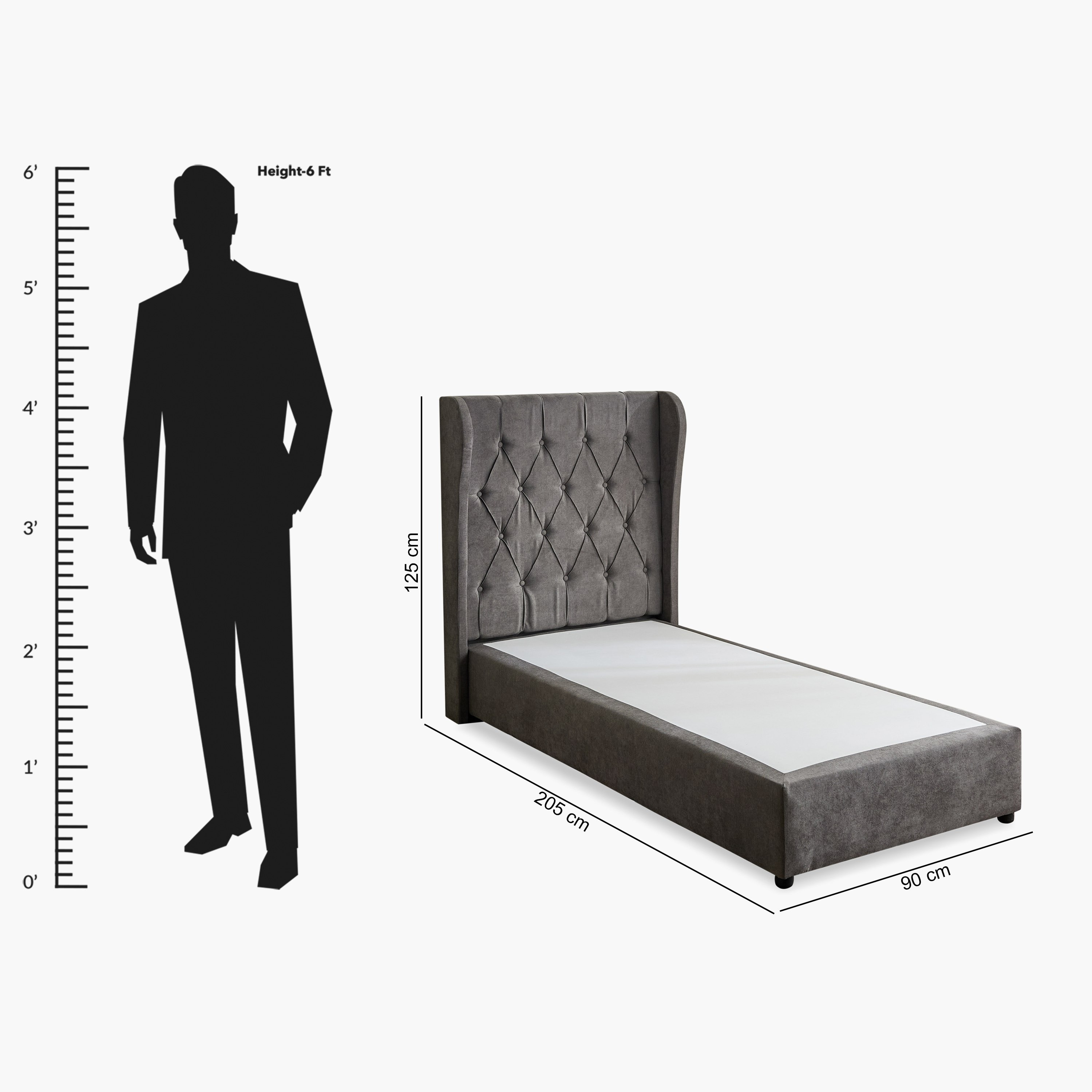Curvy Chester Single Upholstered Bed - 90x200 cm-hbxkidsandyouth-bedsandbedsets-beds-single-image-9
