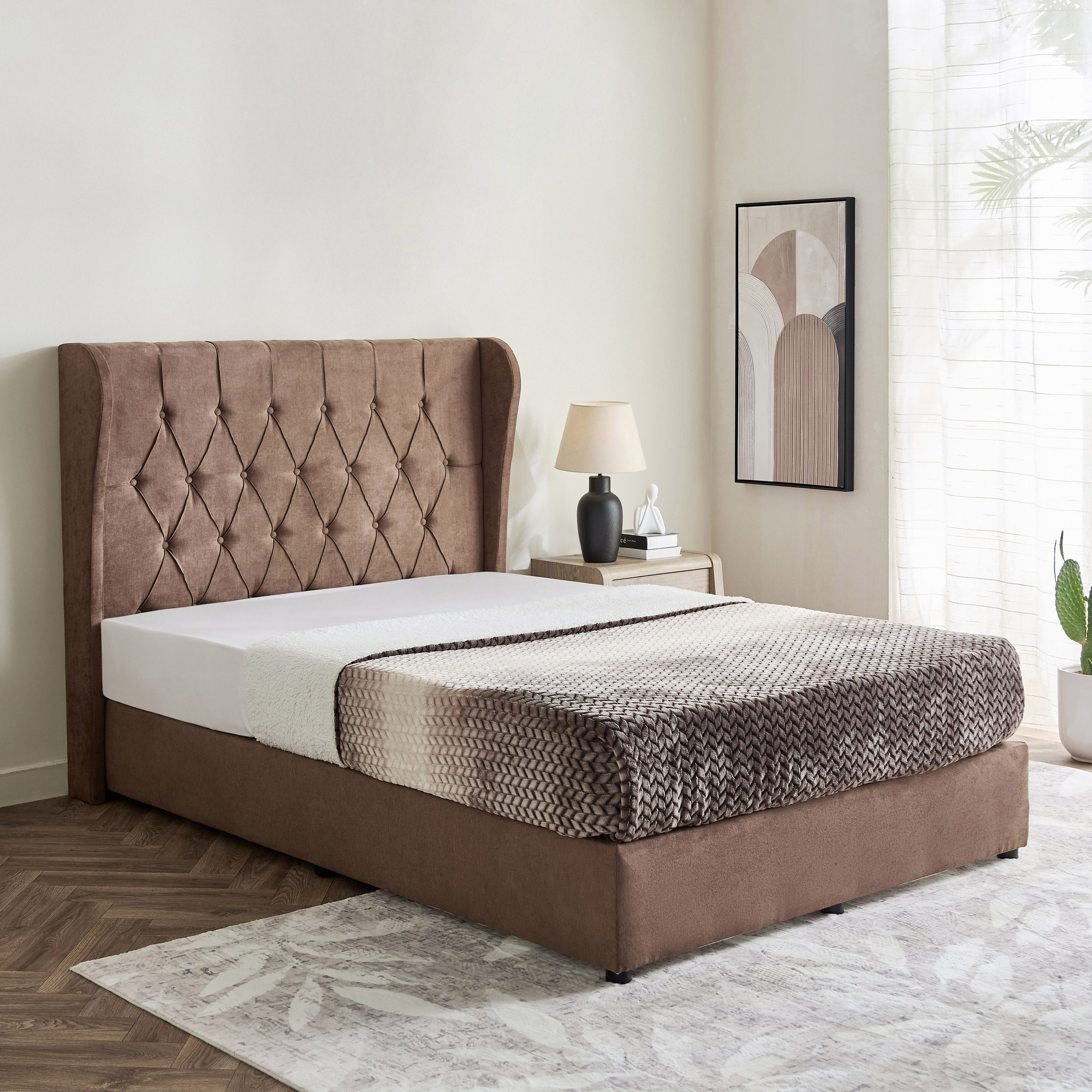 Curvy Chester Twin Upholstered Bed - 120x200 cm-hbxbedroom-bedsandbedsets-upholsteredbeds-twin-image-1
