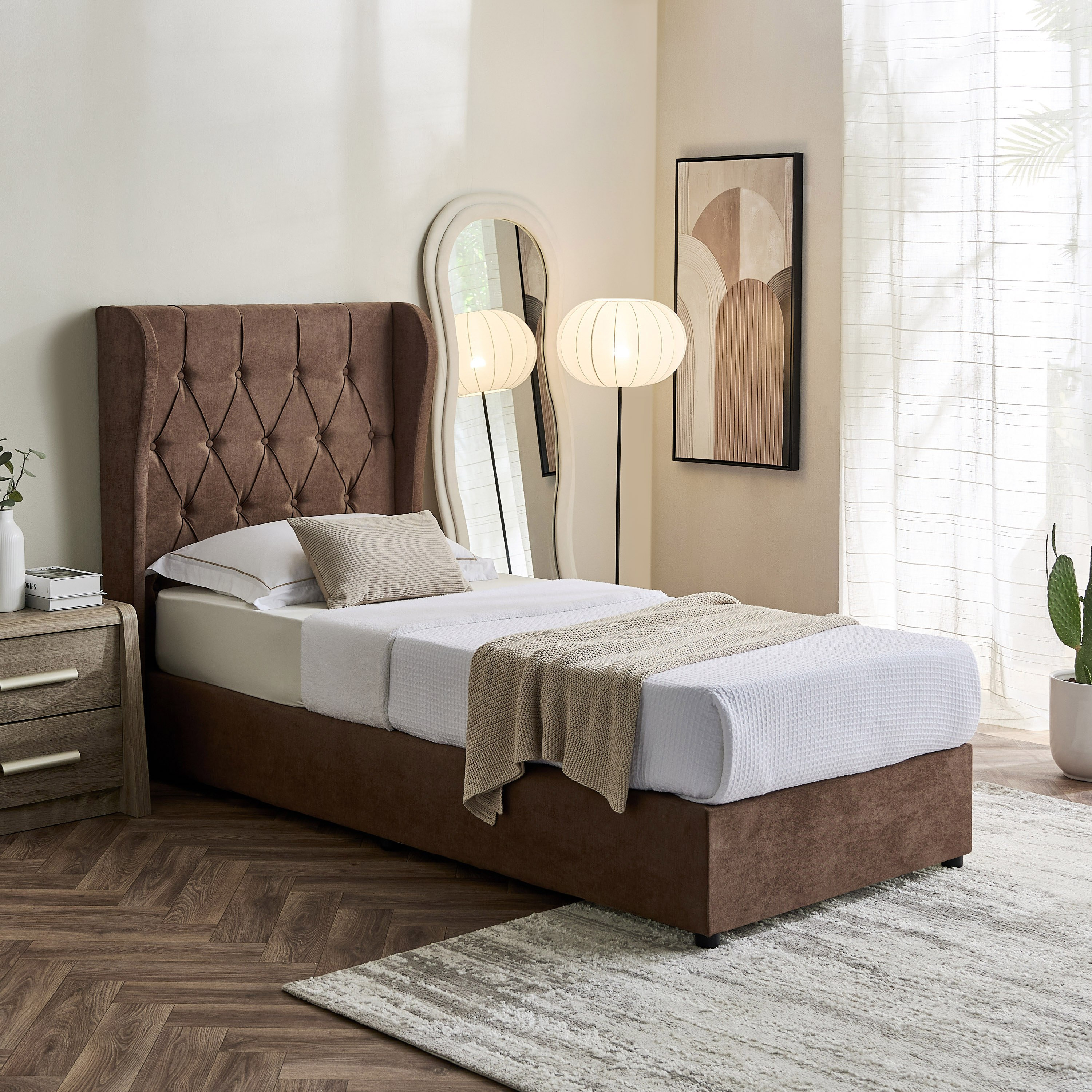 Curvy Chester Single Upholstered Bed - 90x200 cm-hbxkidsandyouth-bedsandbedsets-beds-single-image-5