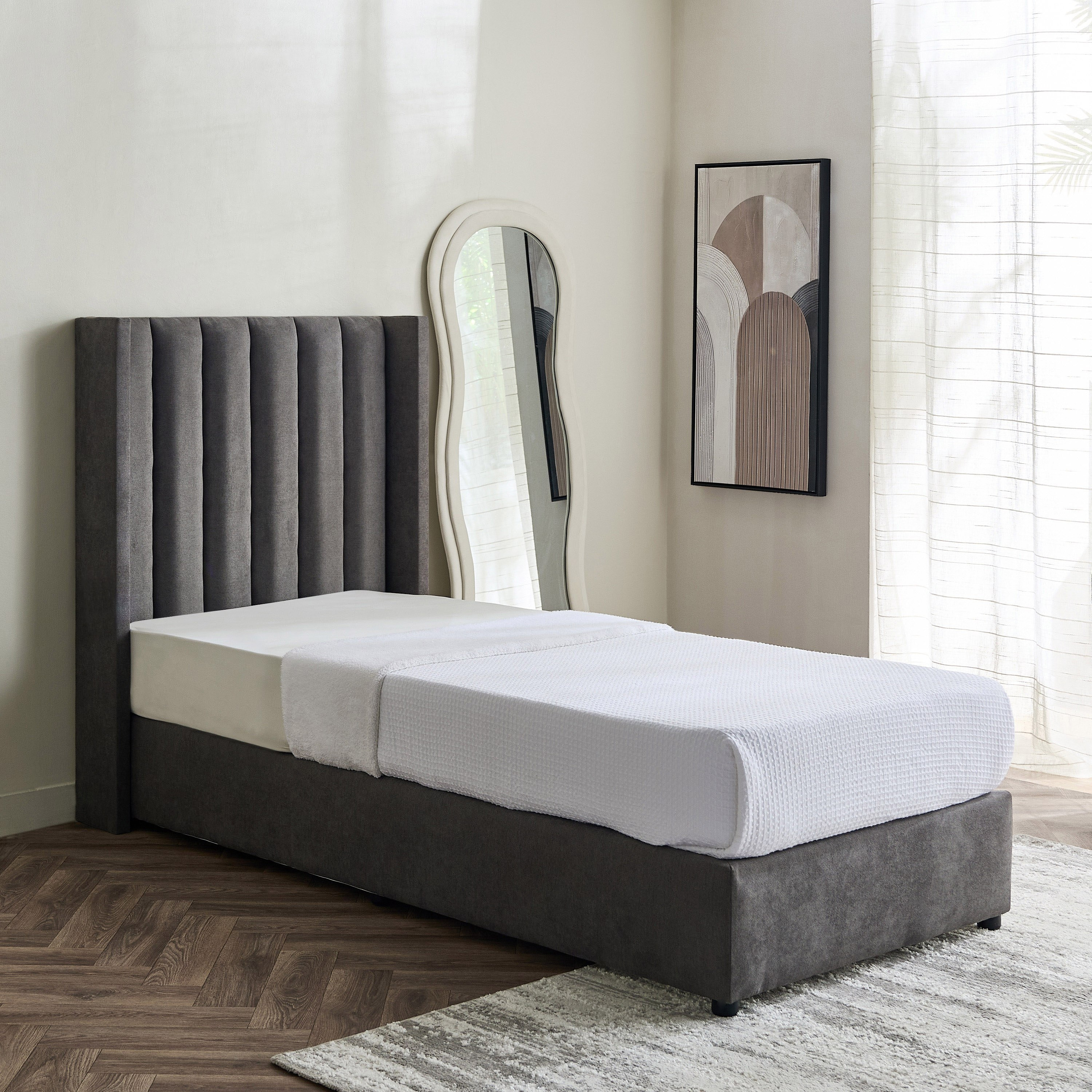 Curvy Clark Upholstered Single Bed - 90x200 cm-hbxkidsandyouth-bedsandbedsets-beds-single-image-1