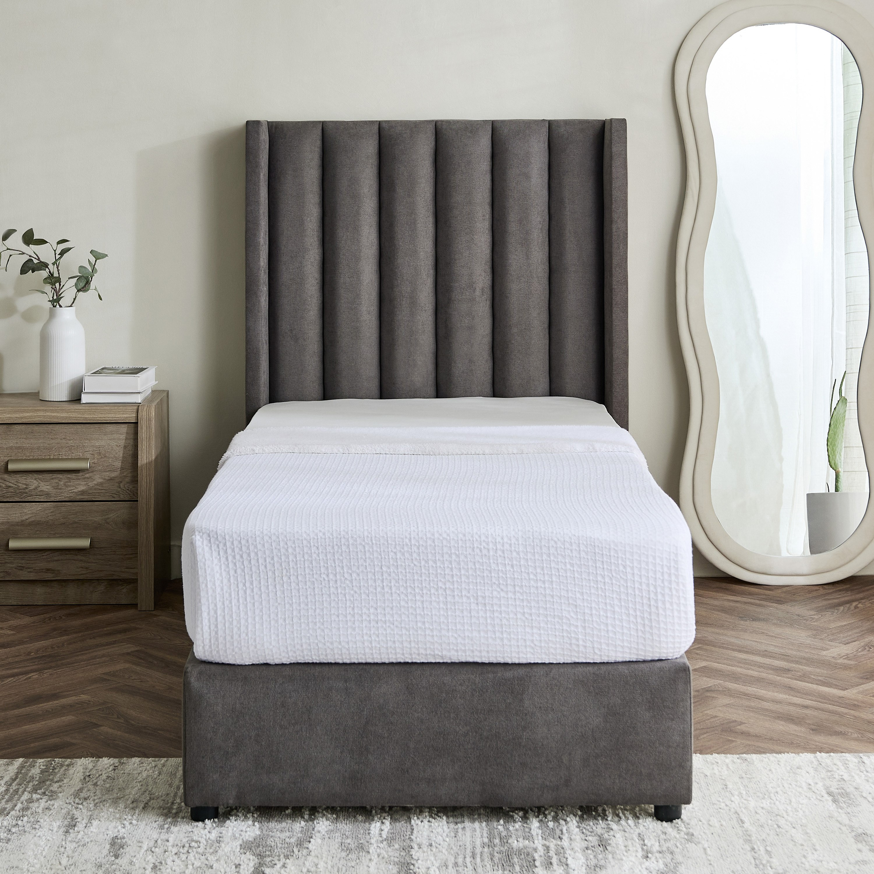 Curvy Clark Upholstered Single Bed - 90x200 cm-hbxkidsandyouth-bedsandbedsets-beds-single-image-2