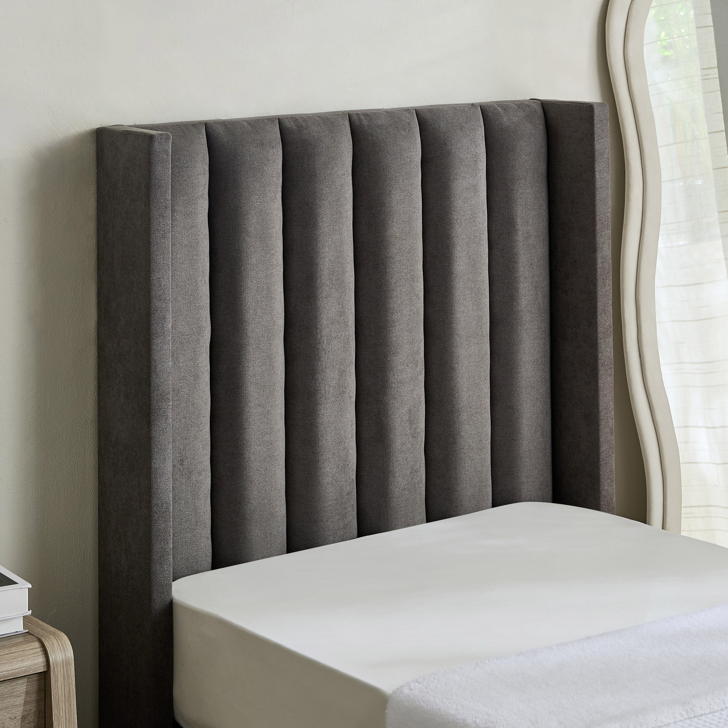 Curvy Clark Upholstered Single Bed - 90x200 cm-hbxkidsandyouth-bedsandbedsets-beds-single-image-3