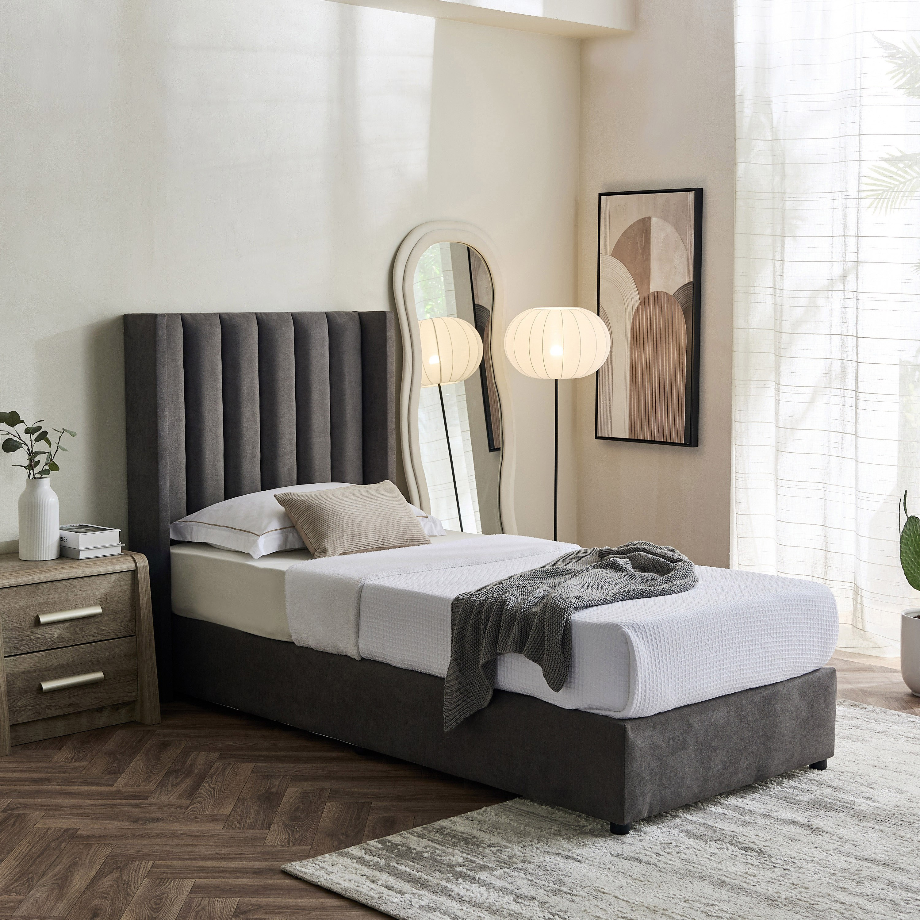 Curvy Clark Upholstered Single Bed - 90x200 cm-hbxkidsandyouth-bedsandbedsets-beds-single-image-7
