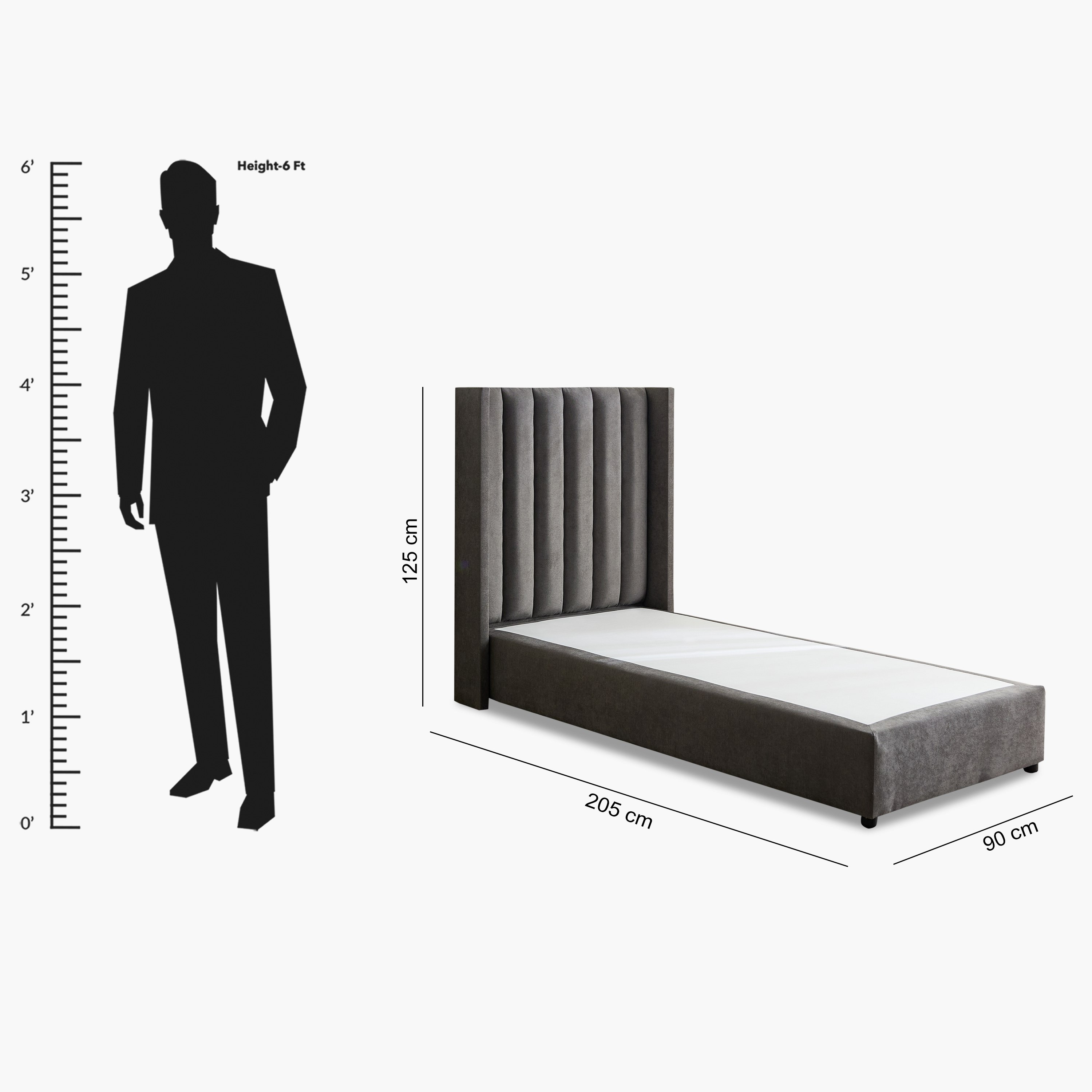 Curvy Clark Upholstered Single Bed - 90x200 cm-hbxkidsandyouth-bedsandbedsets-beds-single-image-9