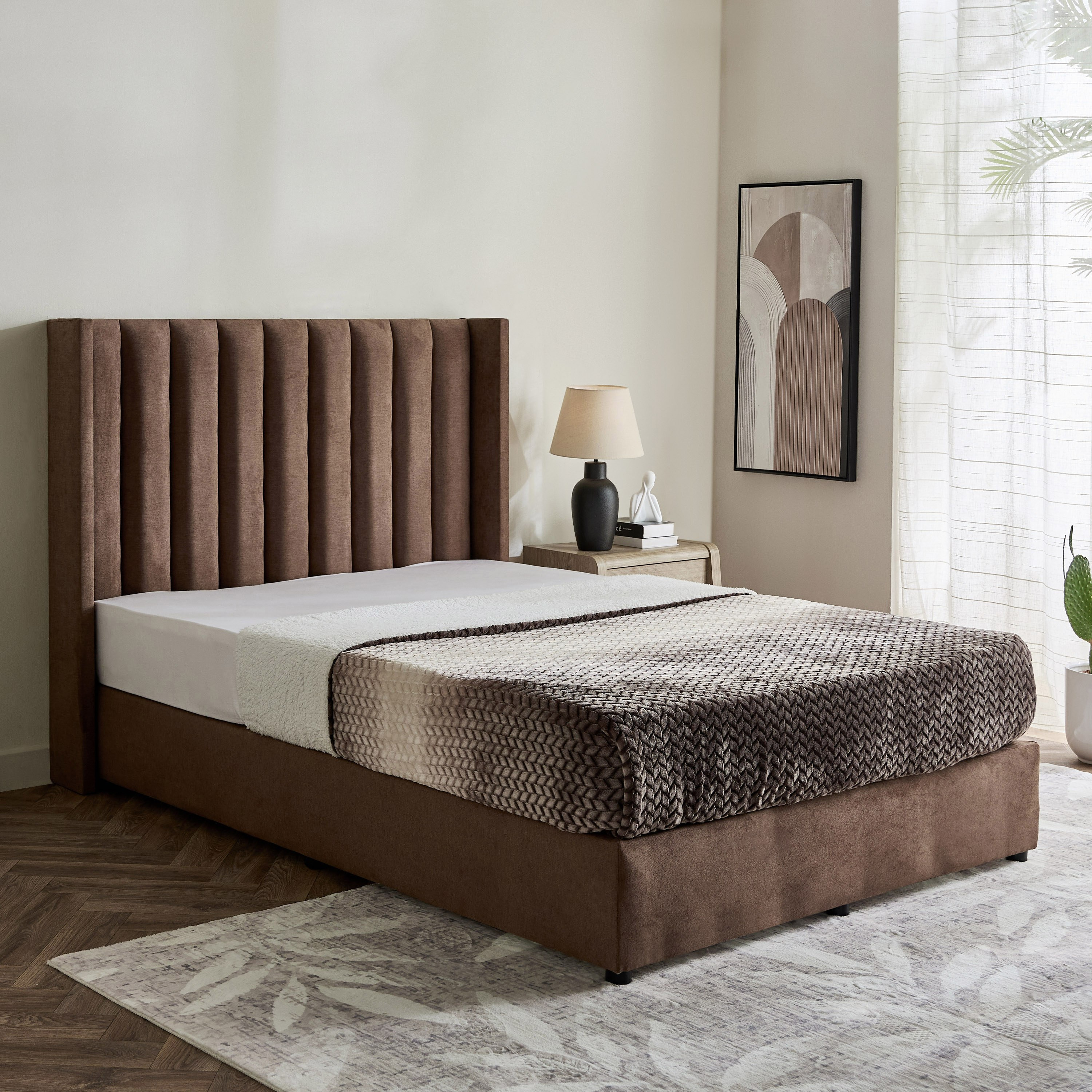 Curvy Clark Upholstered Twin Bed - 120x200 cm-hbxbedroom-bedsandbedsets-upholsteredbeds-twin-image-1