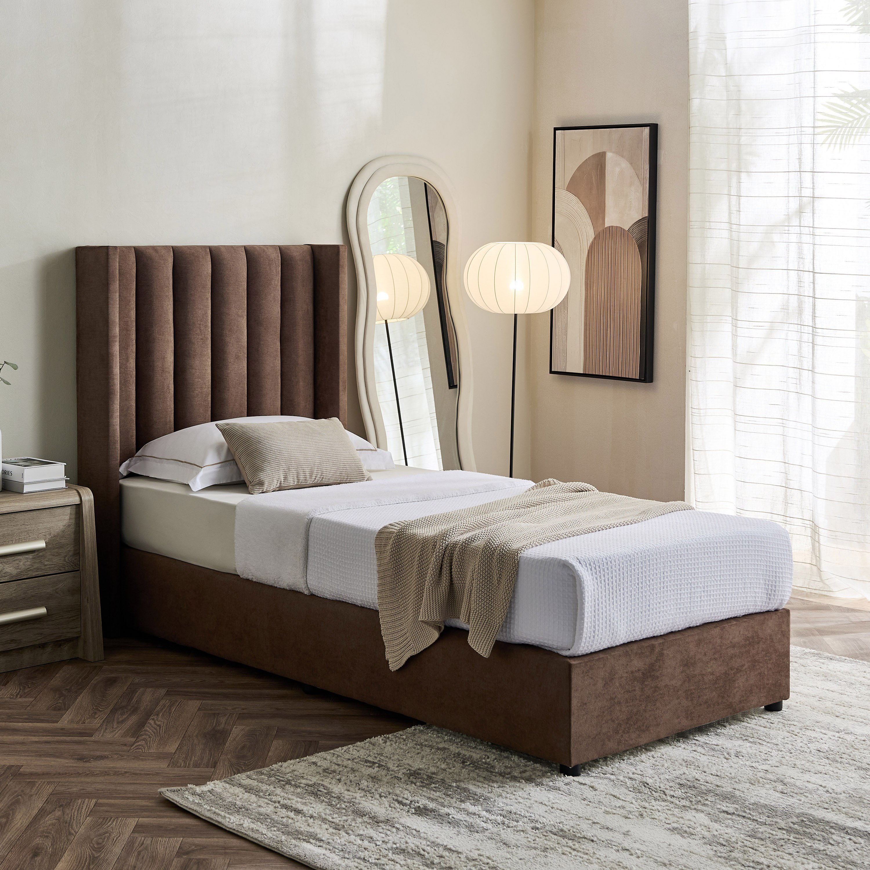 Curvy Clark Upholstered Single Bed - 90x200 cm-hbxkidsandyouth-bedsandbedsets-beds-single-image-7