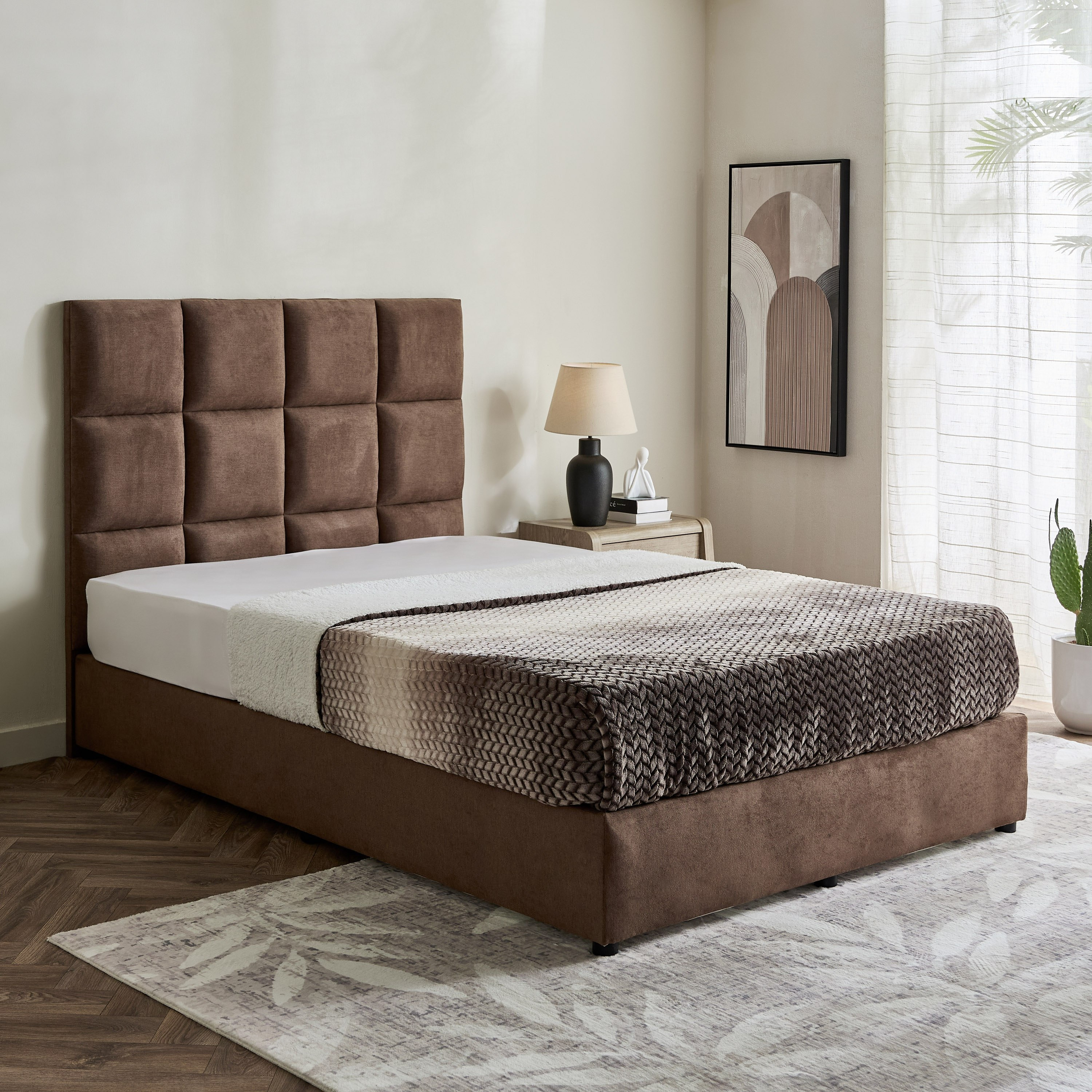 Curvy Rubik Twin Upholstered Bed - 120x200 cm-hbxbedroom-bedsandbedsets-upholsteredbeds-twin-image-1