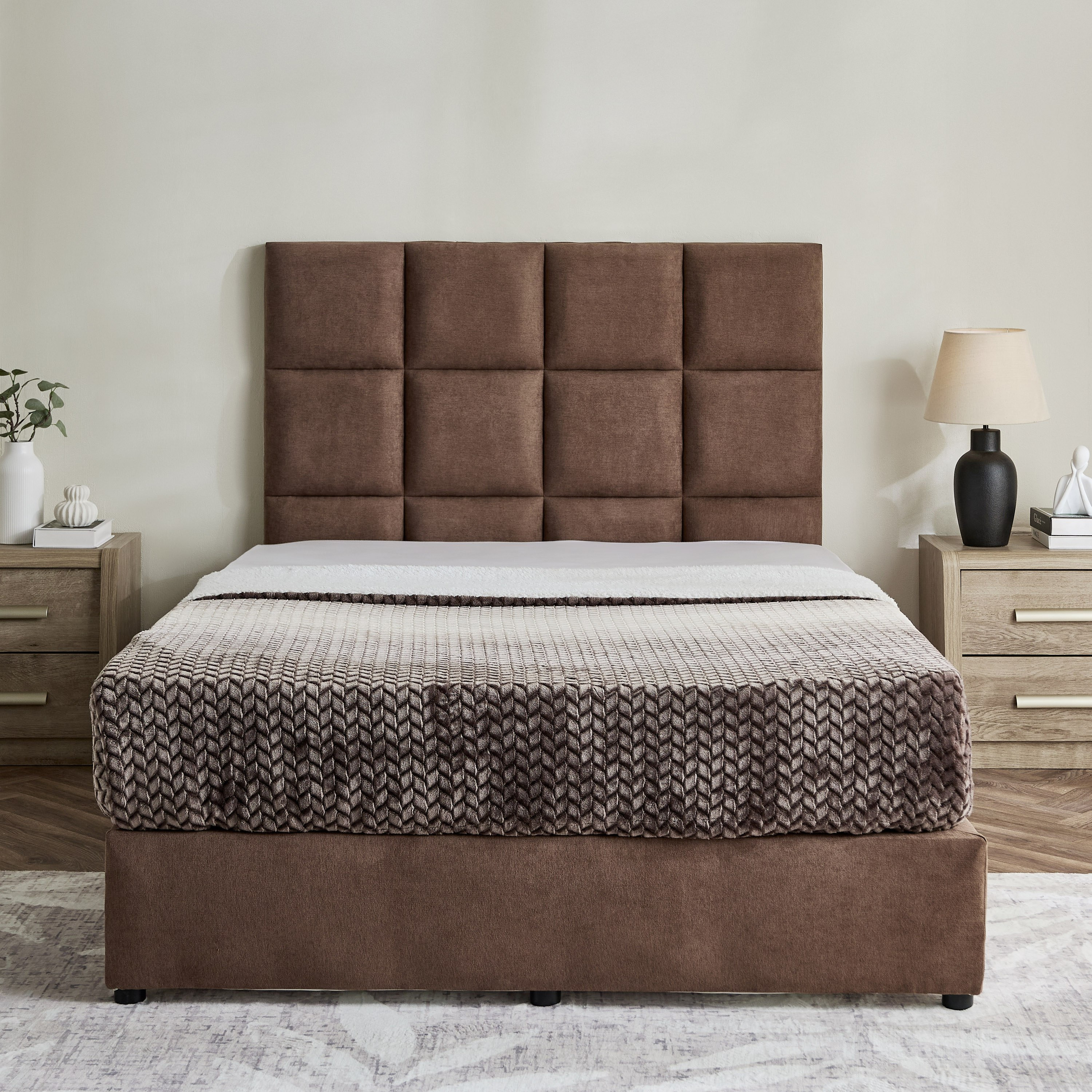 Curvy Rubik Twin Upholstered Bed - 120x200 cm-hbxbedroom-bedsandbedsets-upholsteredbeds-twin-image-2