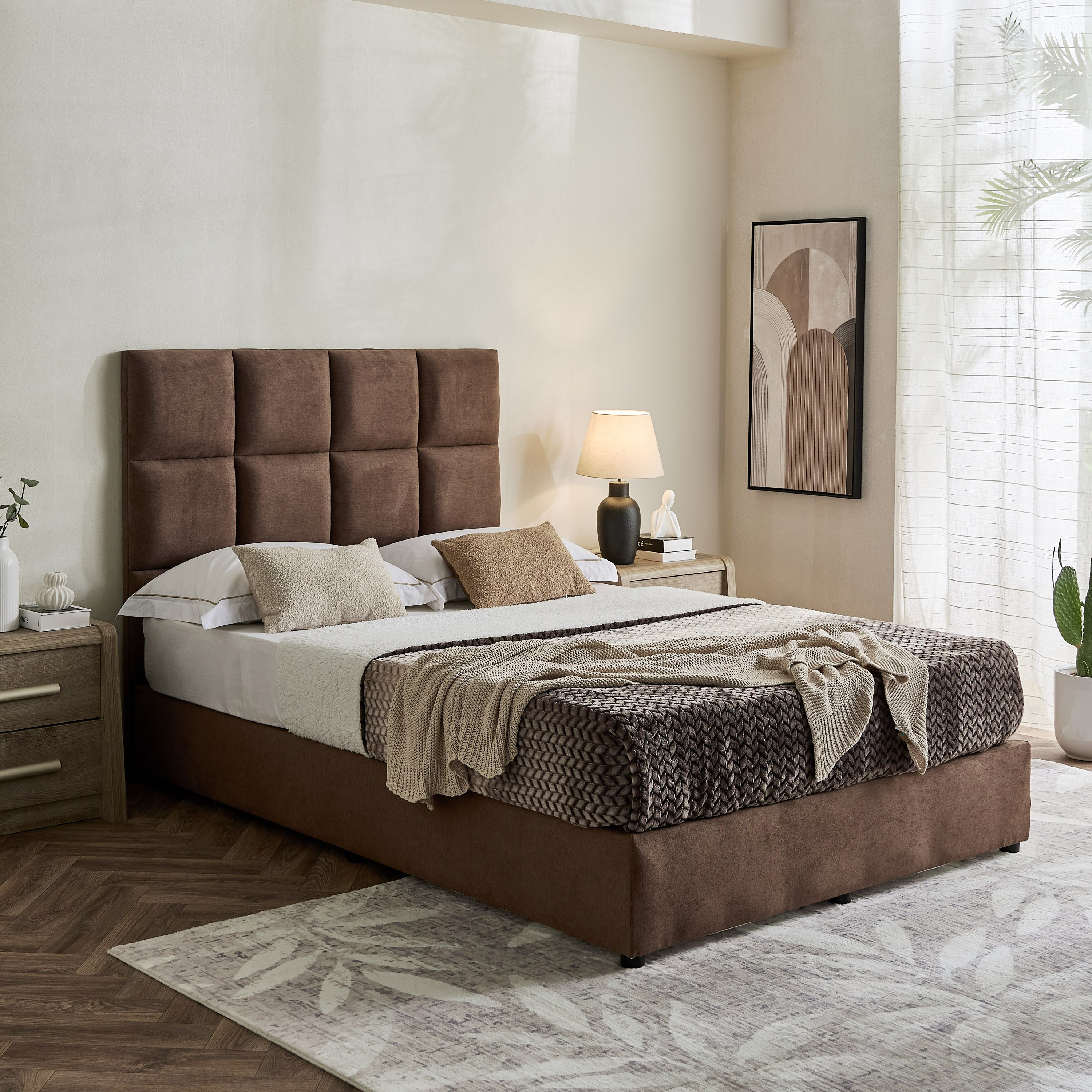 Curvy Rubik Twin Upholstered Bed - 120x200 cm-hbxbedroom-bedsandbedsets-upholsteredbeds-twin-image-7