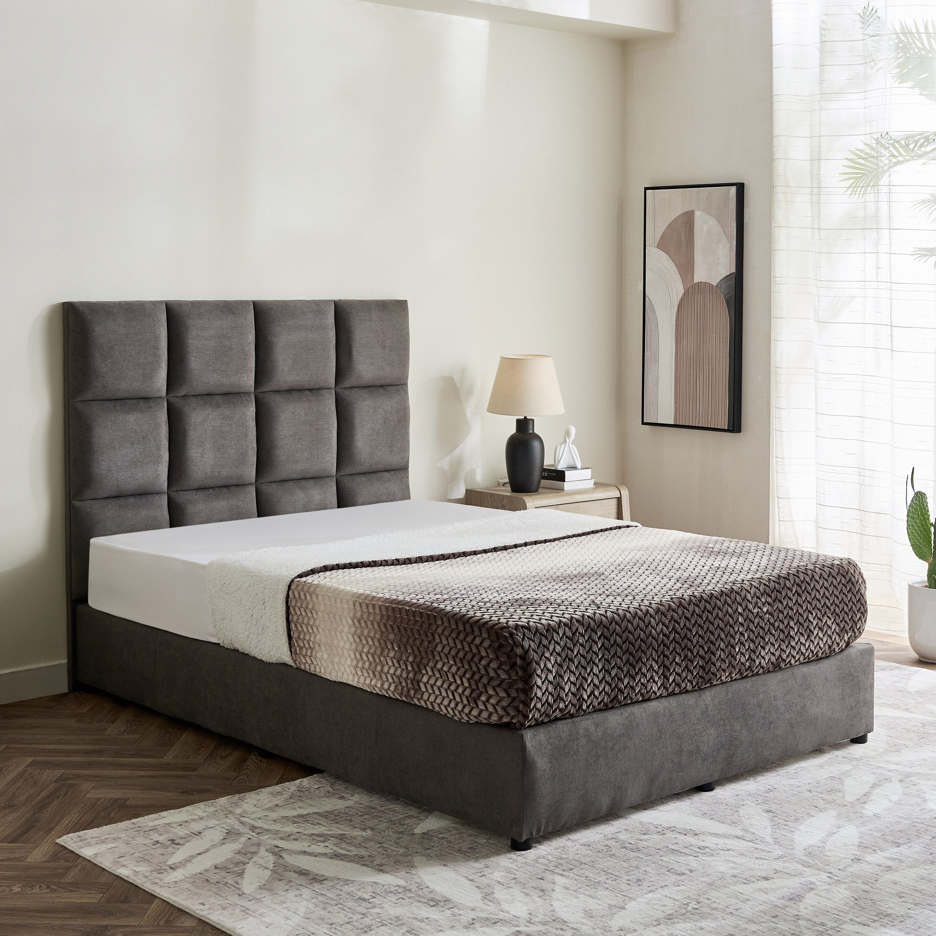 Curvy Rubik Twin Upholstered Bed - 120x200 cm-hbxbedroom-bedsandbedsets-upholsteredbeds-twin-image-1