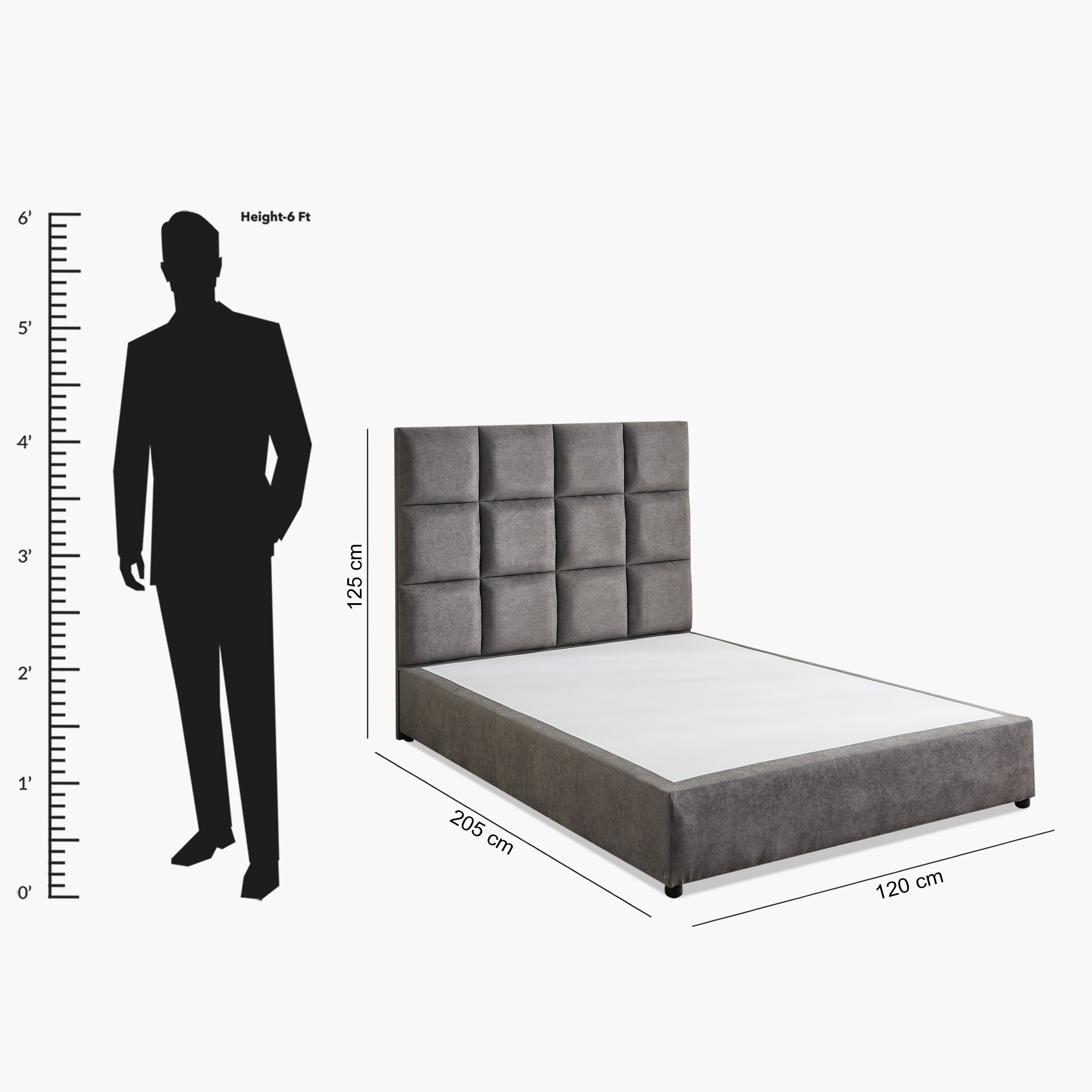 Curvy Rubik Twin Upholstered Bed - 120x200 cm-hbxbedroom-bedsandbedsets-upholsteredbeds-twin-image-9