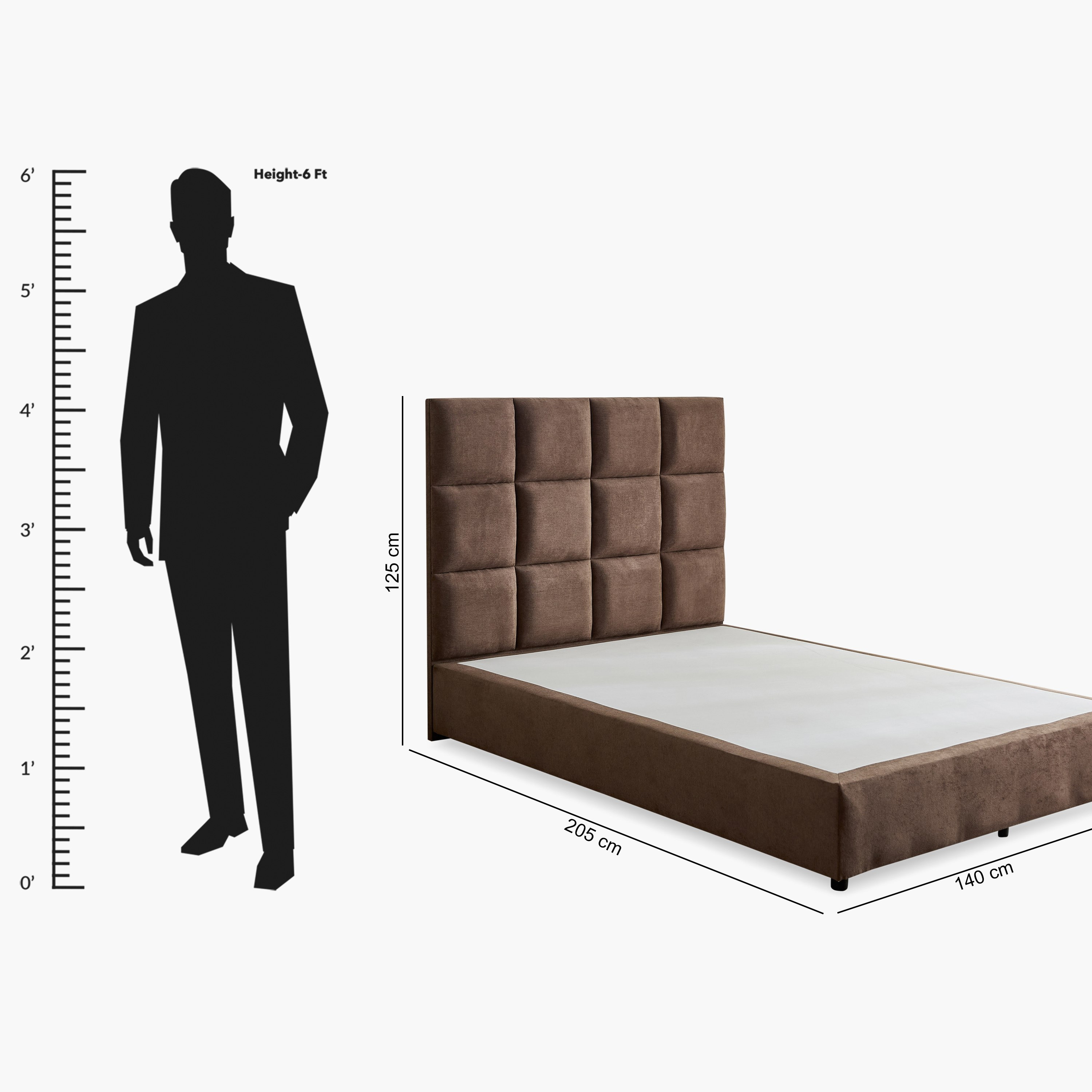 Curvy Rubik Queen Upholstered Bed - 140x200 cm-hbxbedroom-bedsandbedsets-beds-queen-image-9