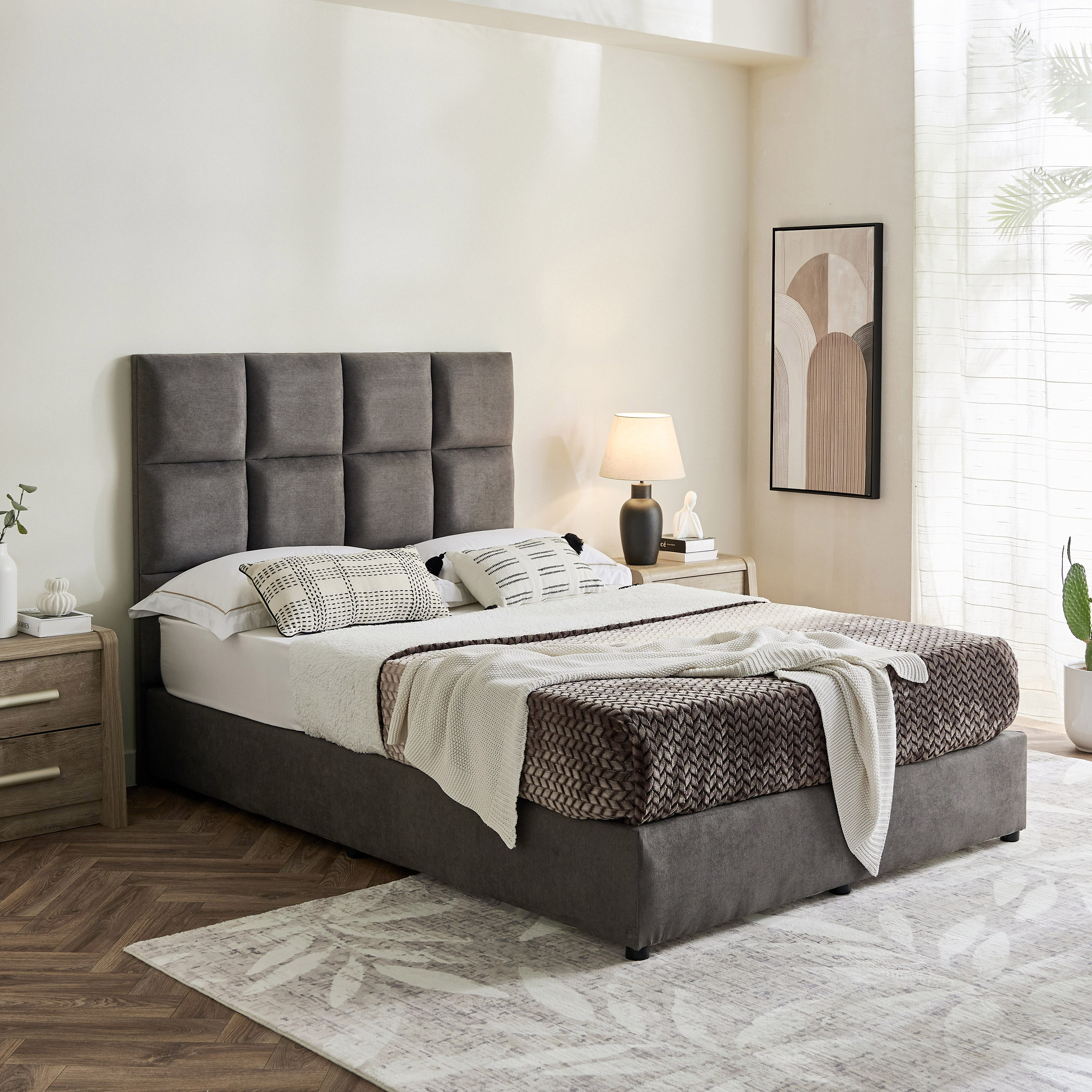 Curvy Rubik Queen Upholstered Bed - 140x200 cm-hbxbedroom-bedsandbedsets-beds-queen-image-7