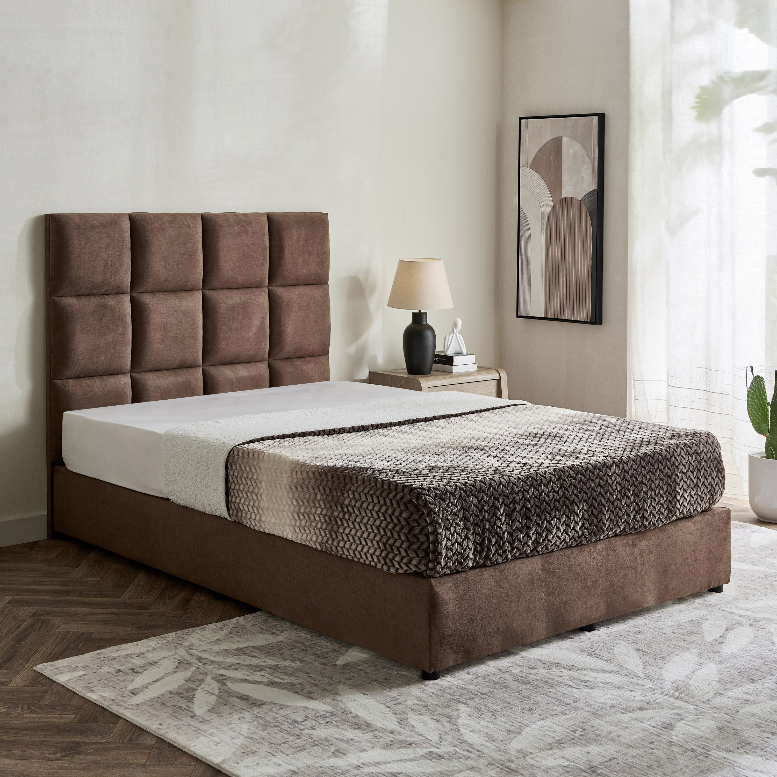 Curvy Rubik Queen Upholstered Bed - 160x200 cm-hbxbedroom-bedsandbedsets-beds-queen-image-1