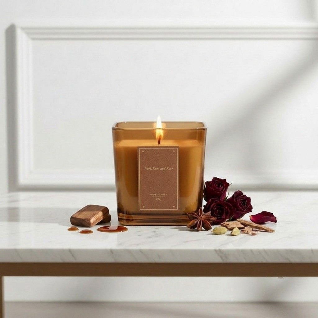 Nuvori Scentelier Dark Rum and Rose Jar Candle - 370 gm-hbxdiningroom-decorandaccessories-candles-image-1