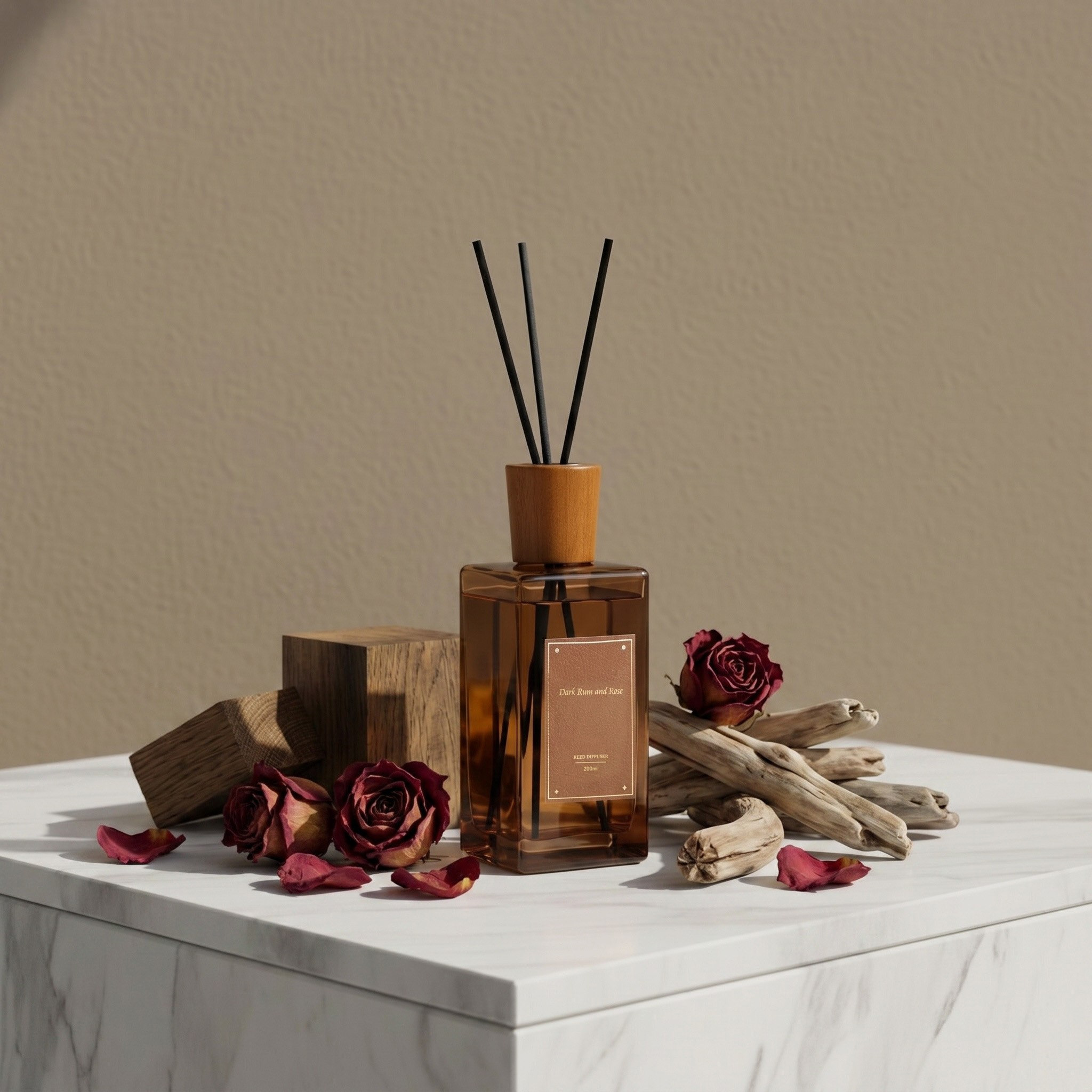 Nuvori Scentelier Dark Rum and Rose Reed Diffuser - 350 ml-hbxbedroom-homefragrance-diffusers-image-1