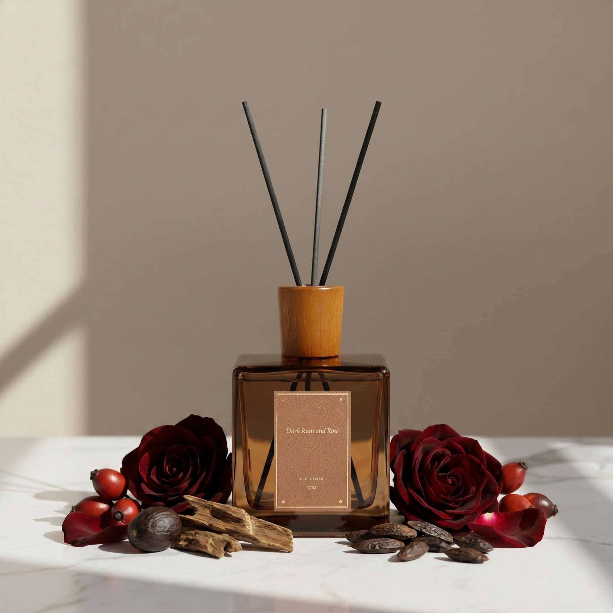 Nuvori Scentelier Dark Rum and Rose Reed Diffuser - 500 ml-hbxbedroom-homefragrance-diffusers-image-1