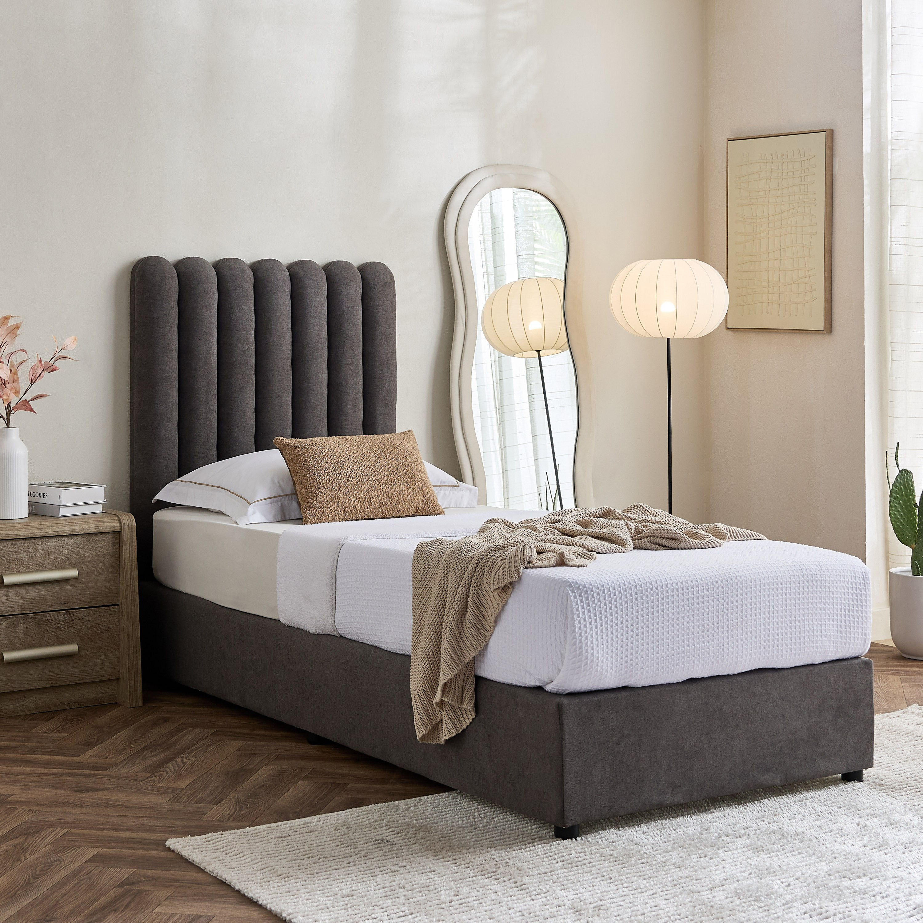 Curvy Haze Upholstered Single Bed - 90x200 cm-hbxkidsandyouth-bedsandbedsets-beds-single-image-7