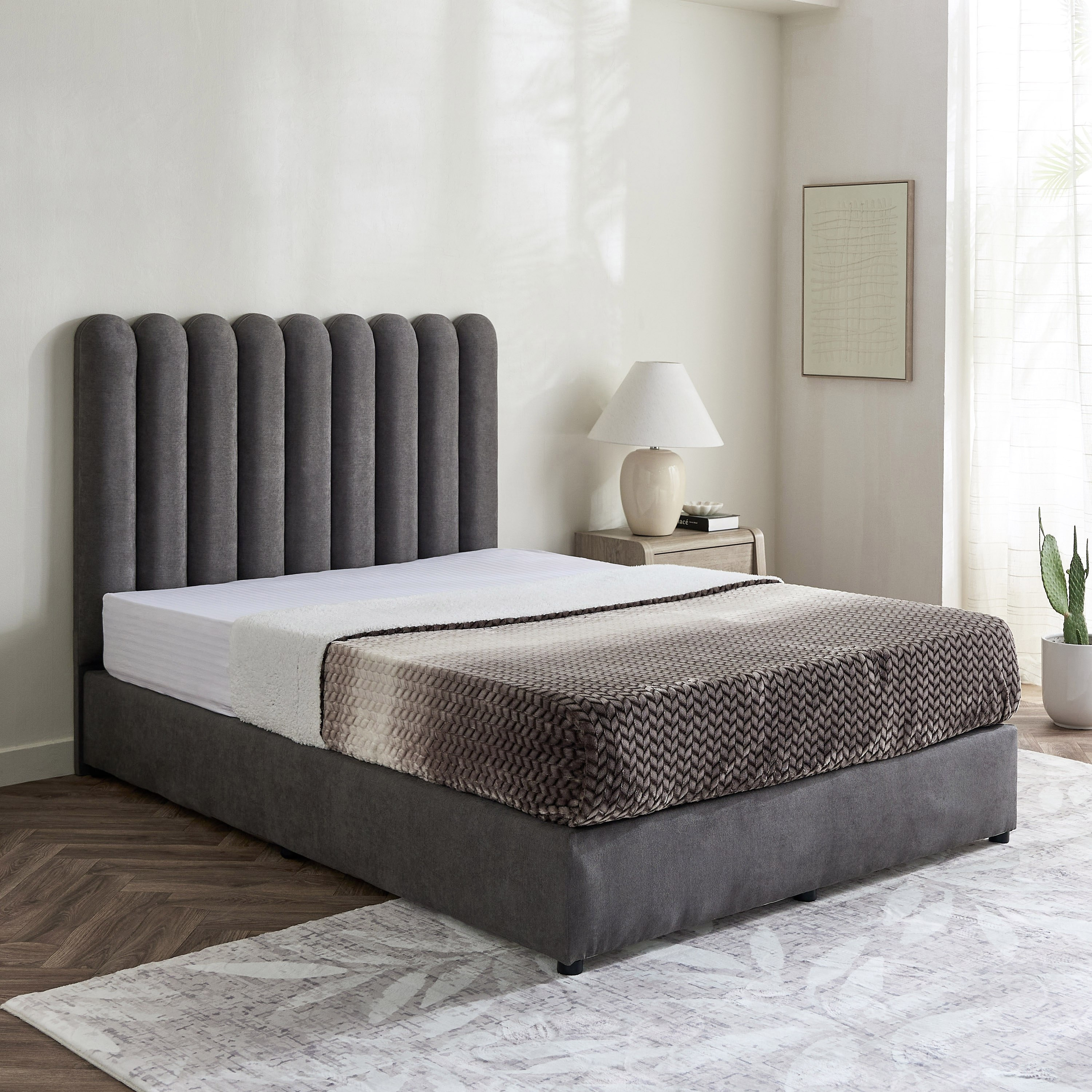 Curvy Haze Upholstered Twin Bed - 120x200 cm-hbxbedroom-bedsandbedsets-upholsteredbeds-twin-image-1